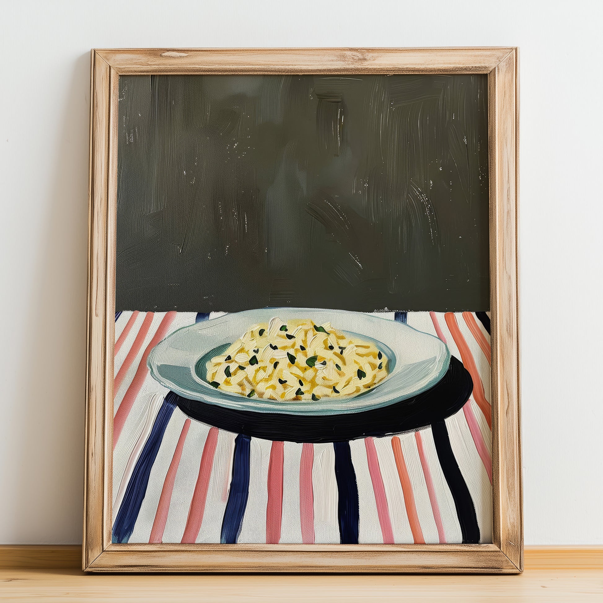 Risotto – Italian Stew Dish, Restaurant Still Life, no-text version framed in wood