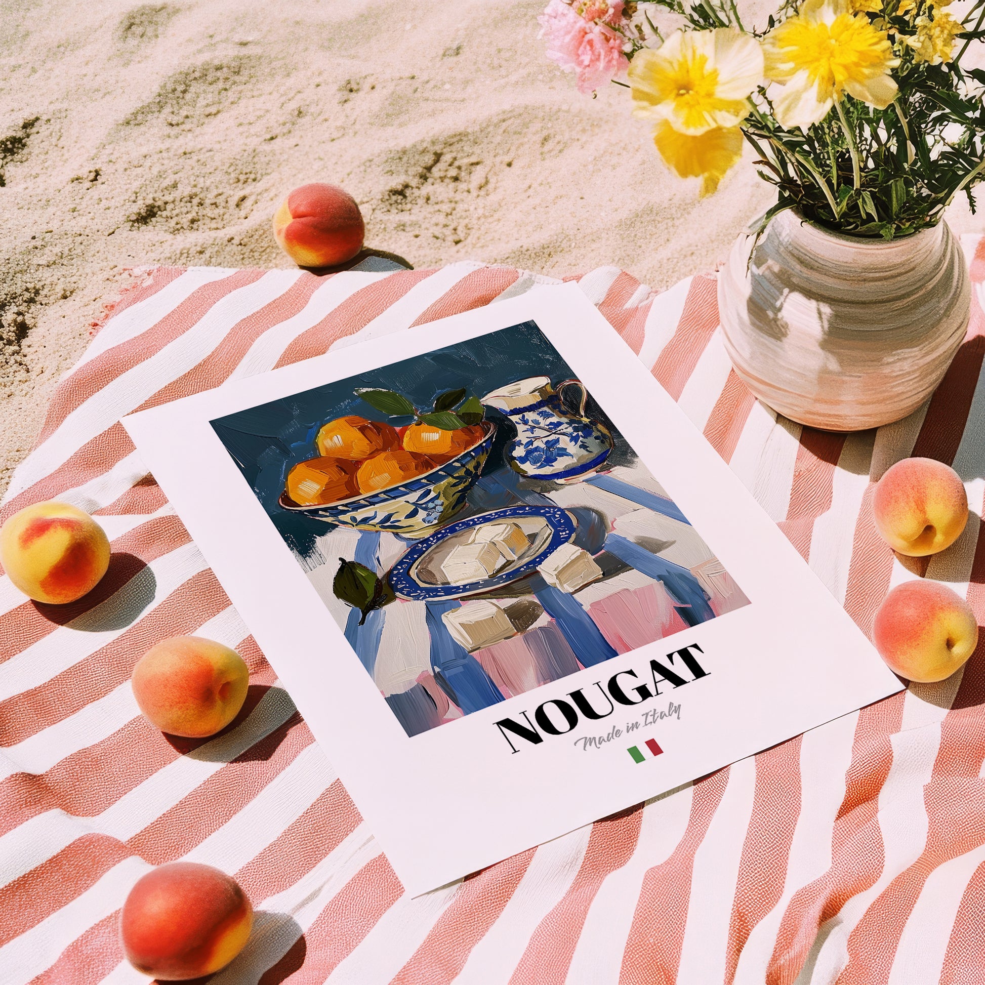 Nougat – Italian Dessert Dish, Café Poster, unframed on coastal sand