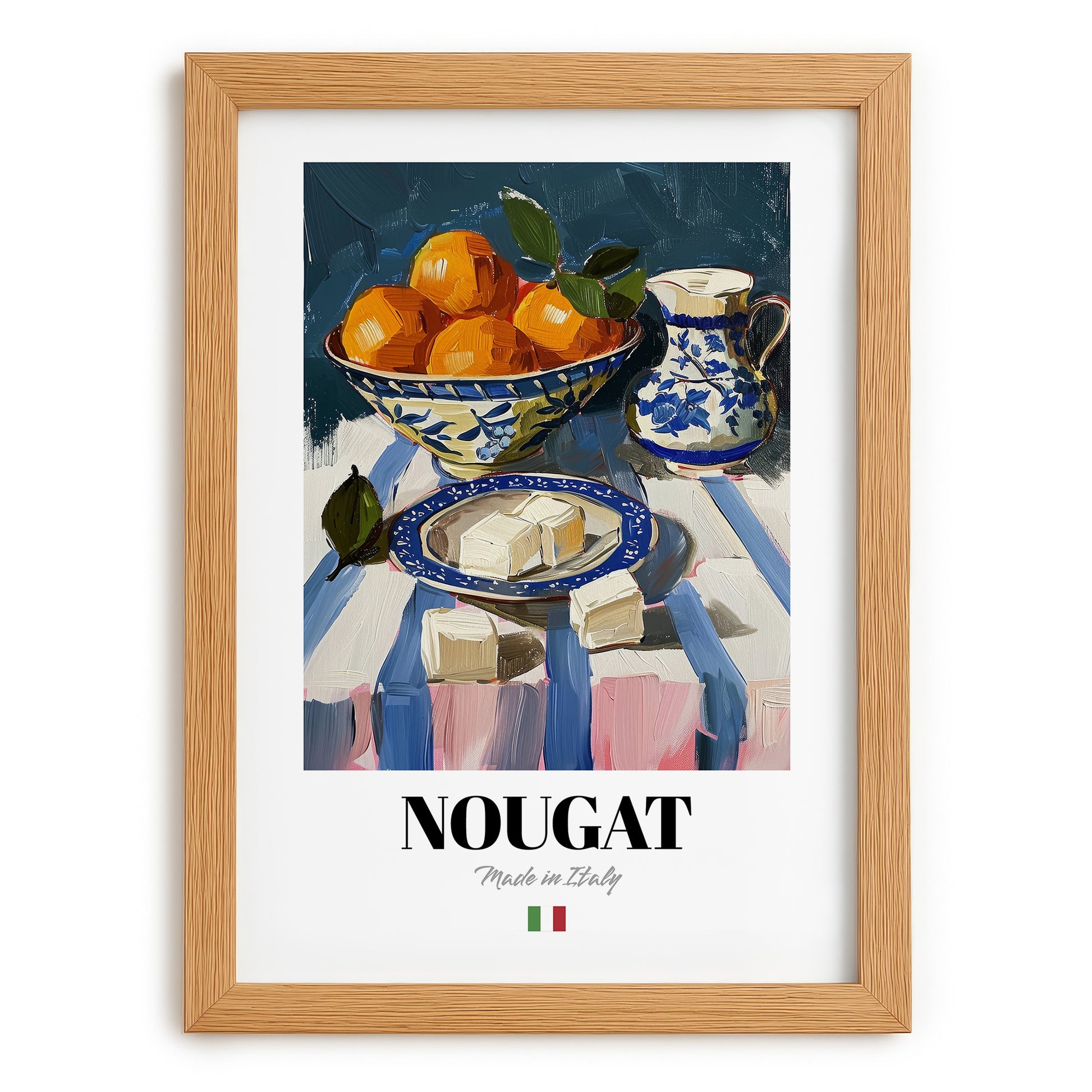 Nougat – Italian Dessert Dish, Café Poster, set in oak frame