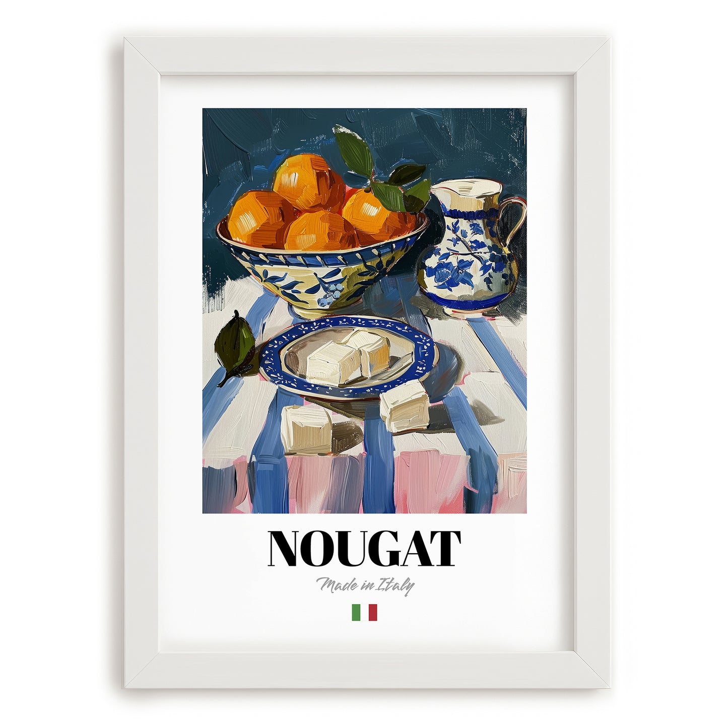 Nougat – Italian Dessert Dish, Café Poster, placed in minimal white frame