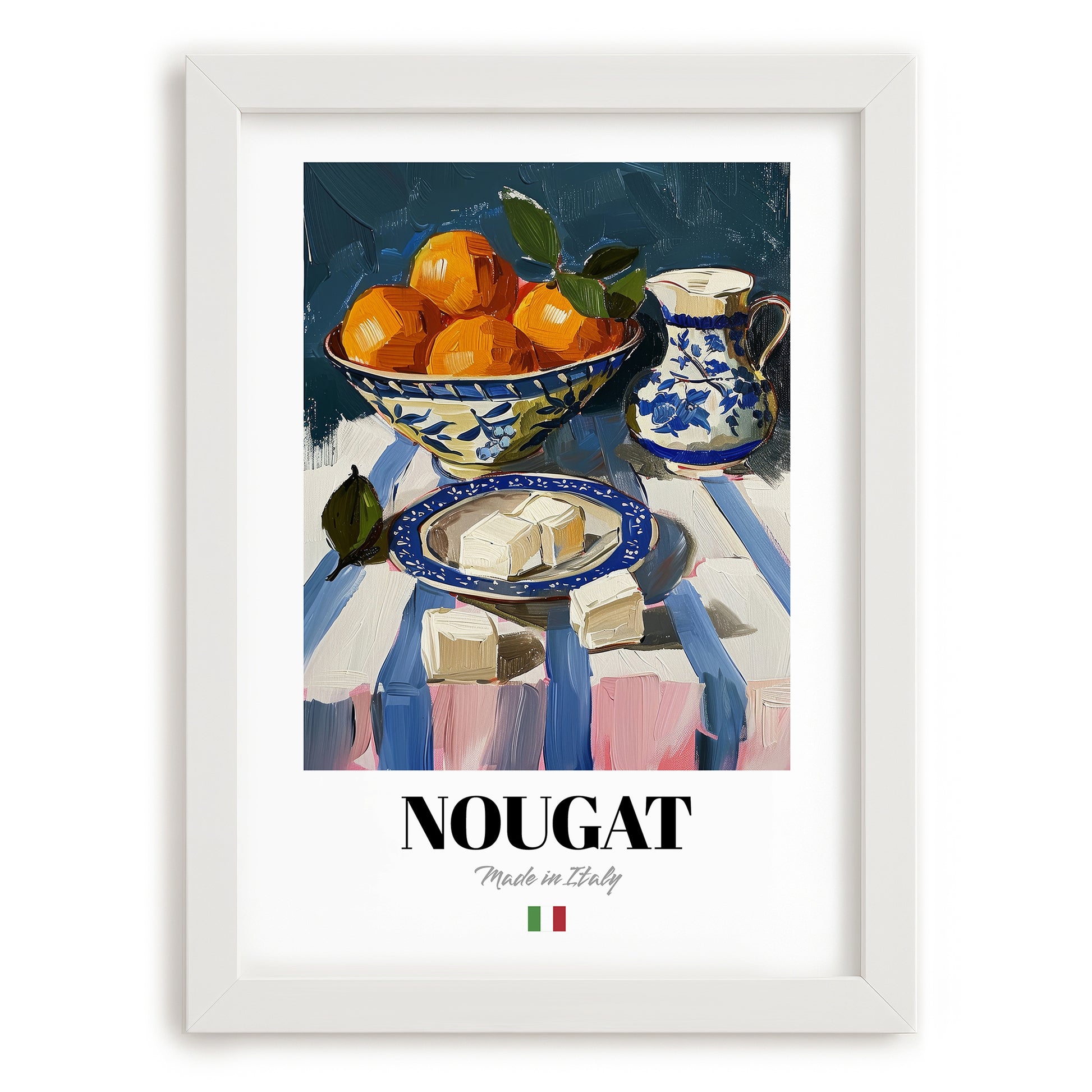 Nougat – Italian Dessert Dish, Café Poster, placed in minimal white frame