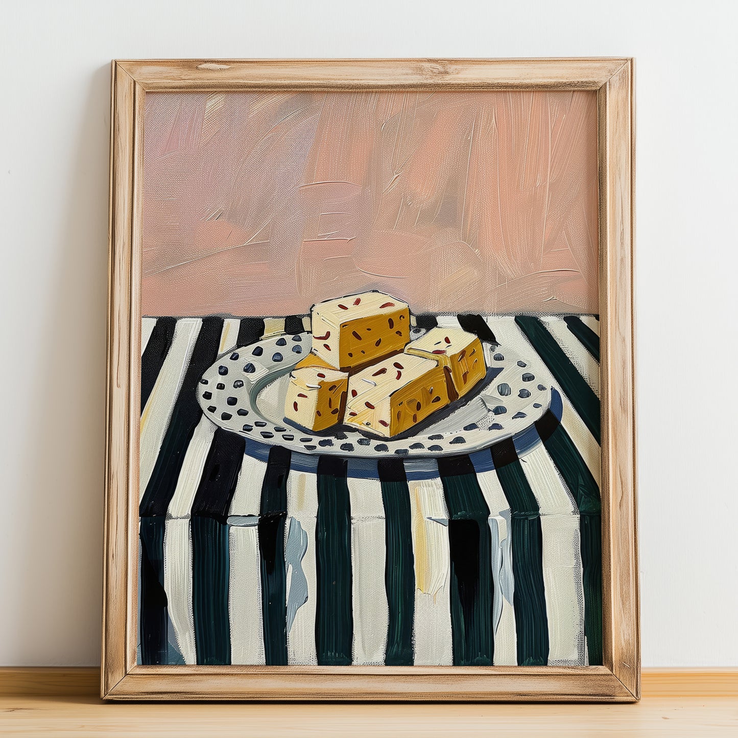 Nougat – Italian Dessert Dish, Café Still Life, no-text version framed in wood
