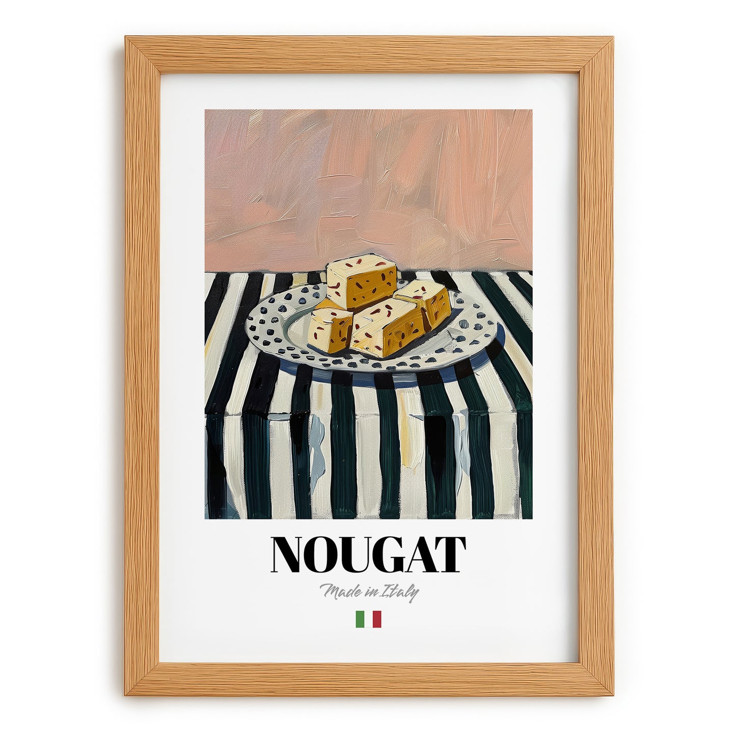 Nougat – Italian Dessert Dish, Café Still Life, set in oak frame