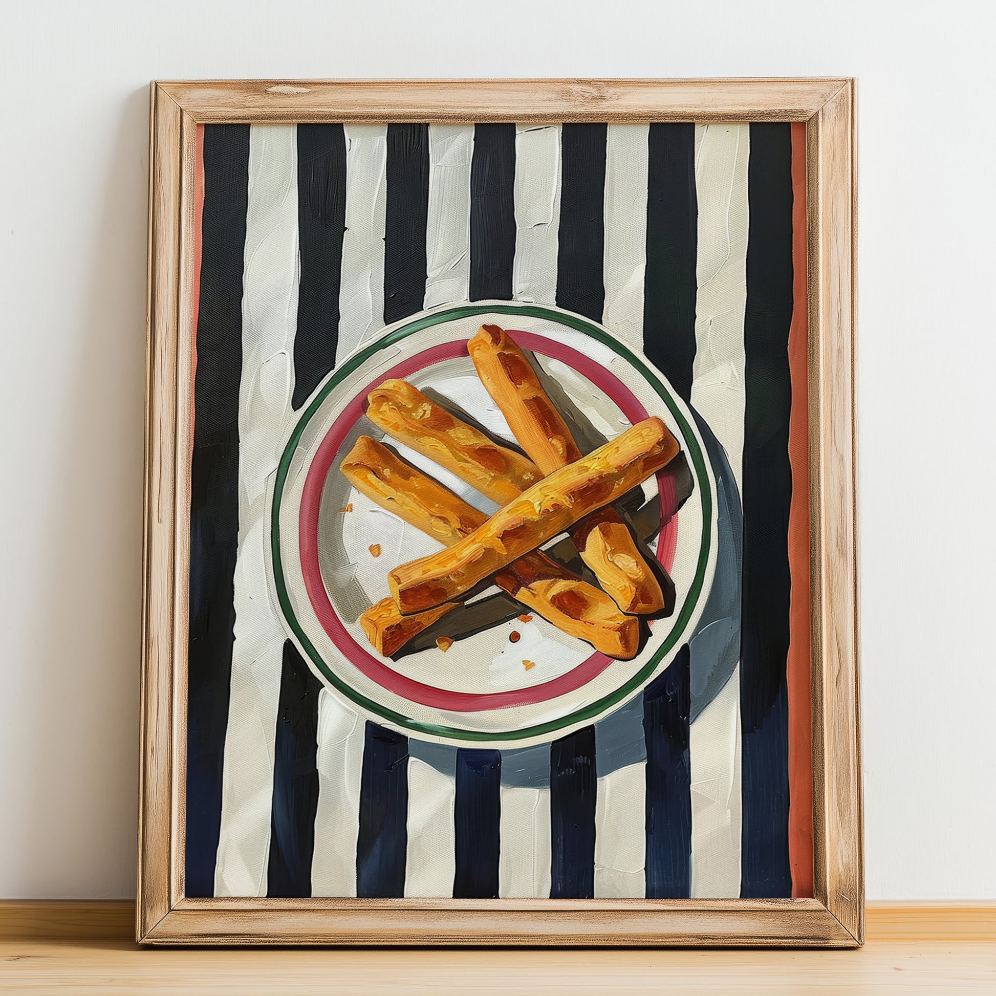 Grissini – Italian Bread Dish, Restaurant Poster, no-text version framed in wood