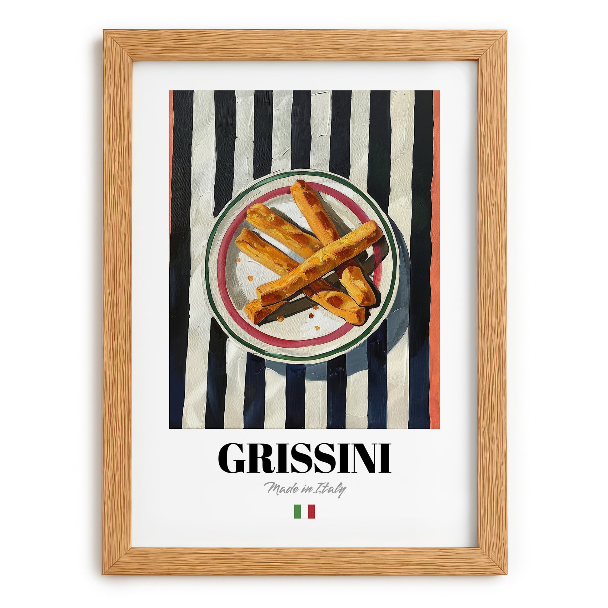 Grissini – Italian Bread Dish, Restaurant Poster, set in oak frame