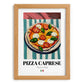 Pizza Caprese – Italian Pizza, Trattoria Illustration, set in oak frame