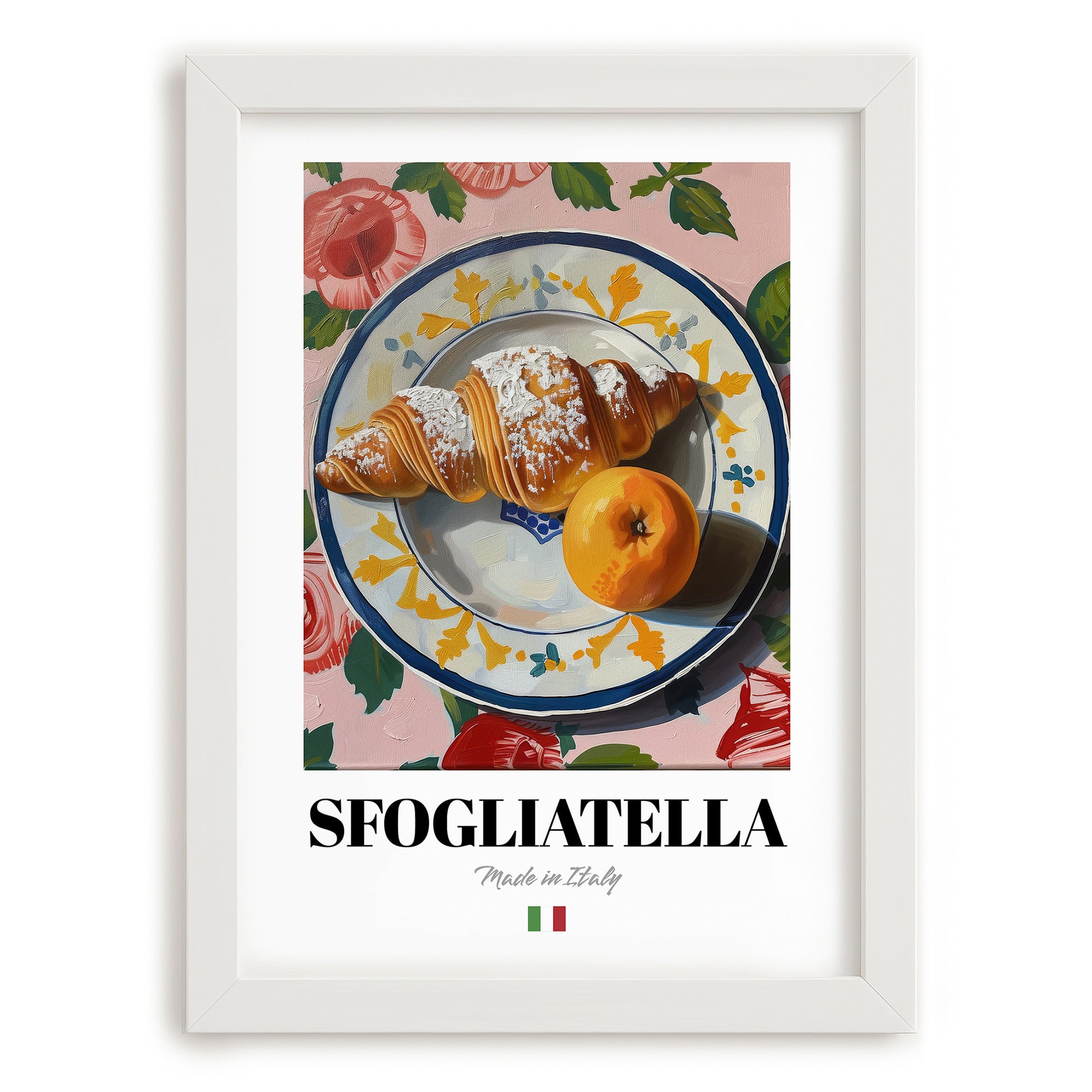 Sfogliatella – Italian Pastry Dish, Restaurant Wall Art, placed in minimal white frame