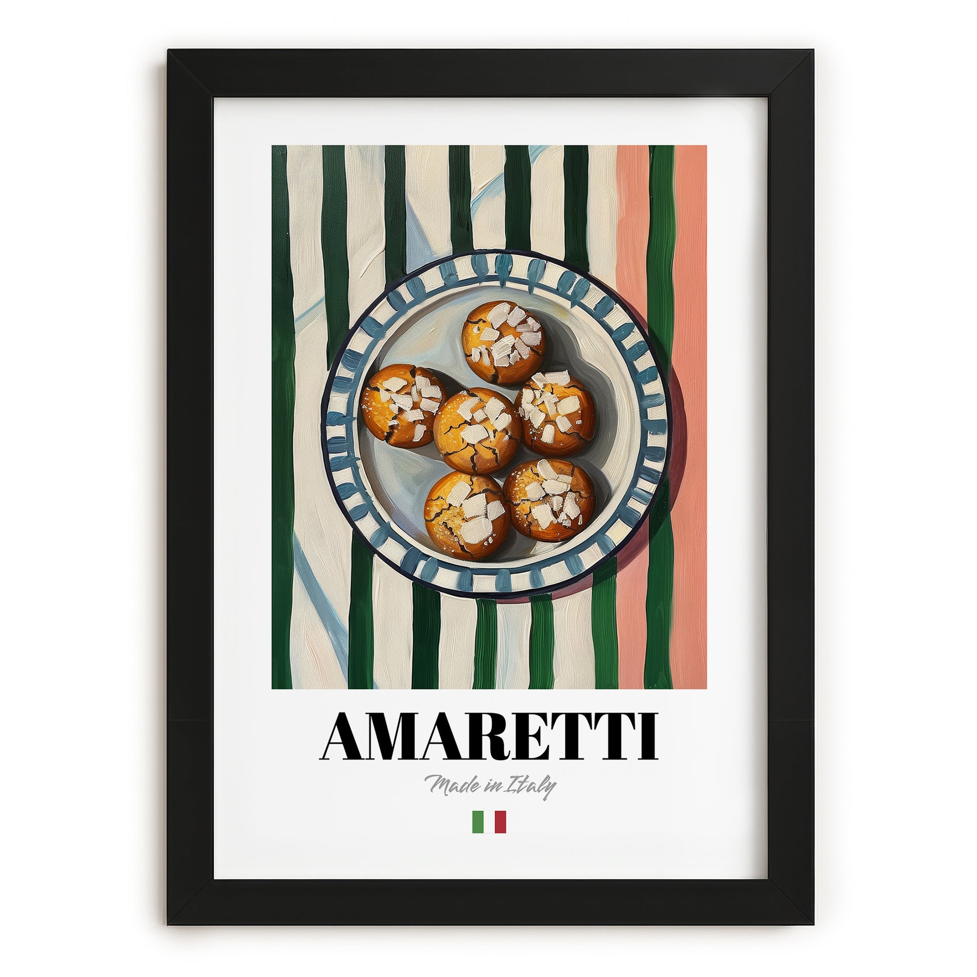 Amaretti – Italian Biscuits Dish, Café Poster, in sleek black frame