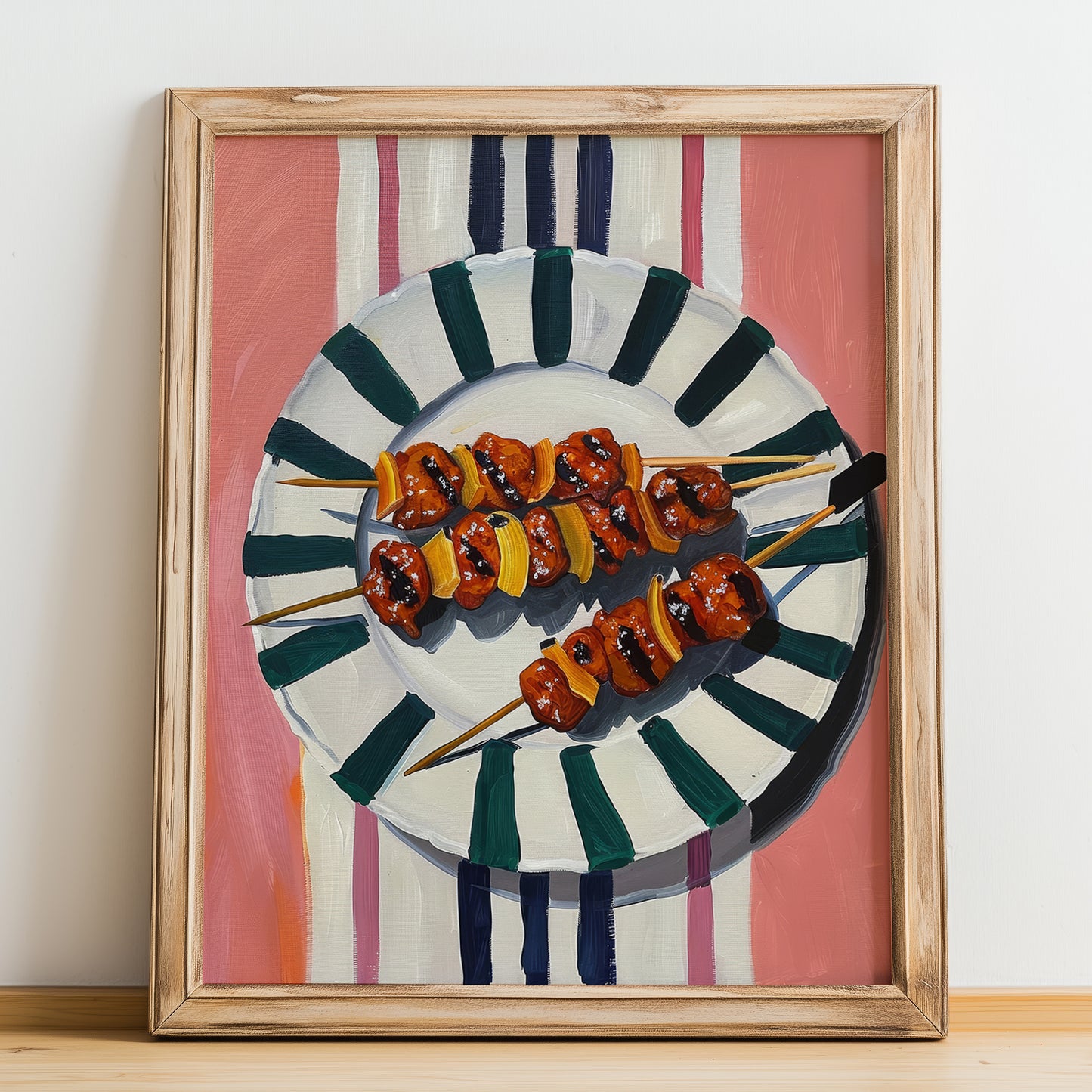 Arrosticini – Italian Meat Dish, Café Poster, no-text version framed in wood