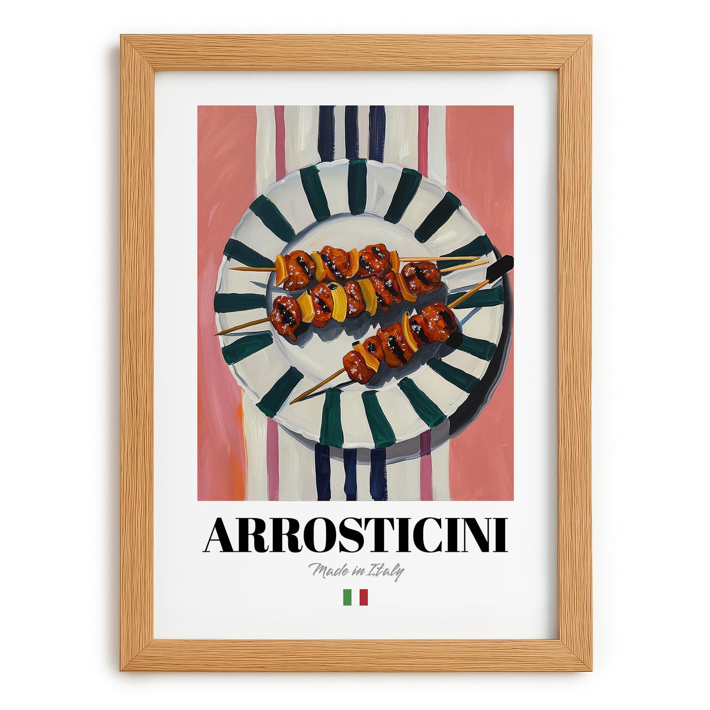 Arrosticini – Italian Meat Dish, Café Poster, set in oak frame