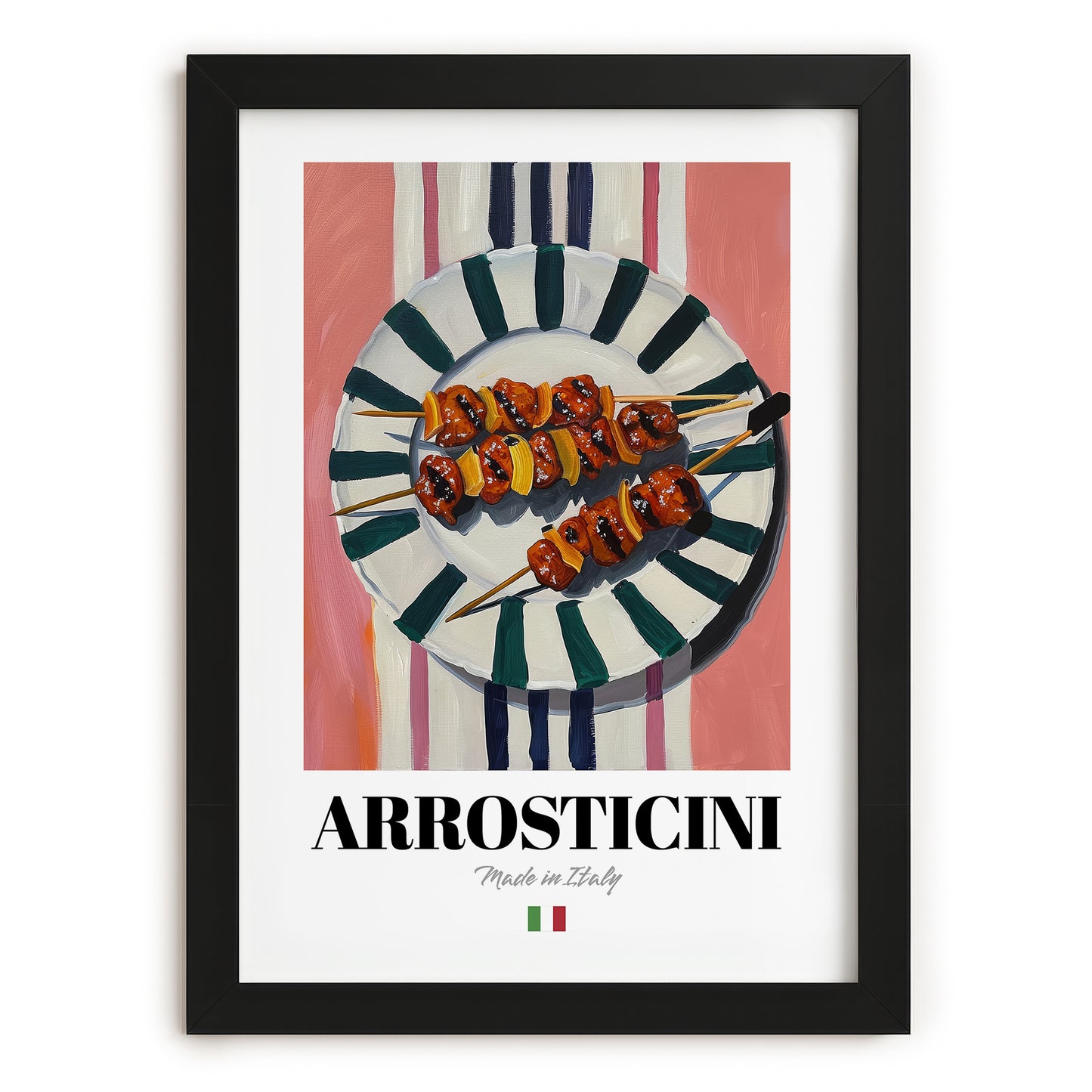 Arrosticini – Italian Meat Dish, Café Poster, in sleek black frame