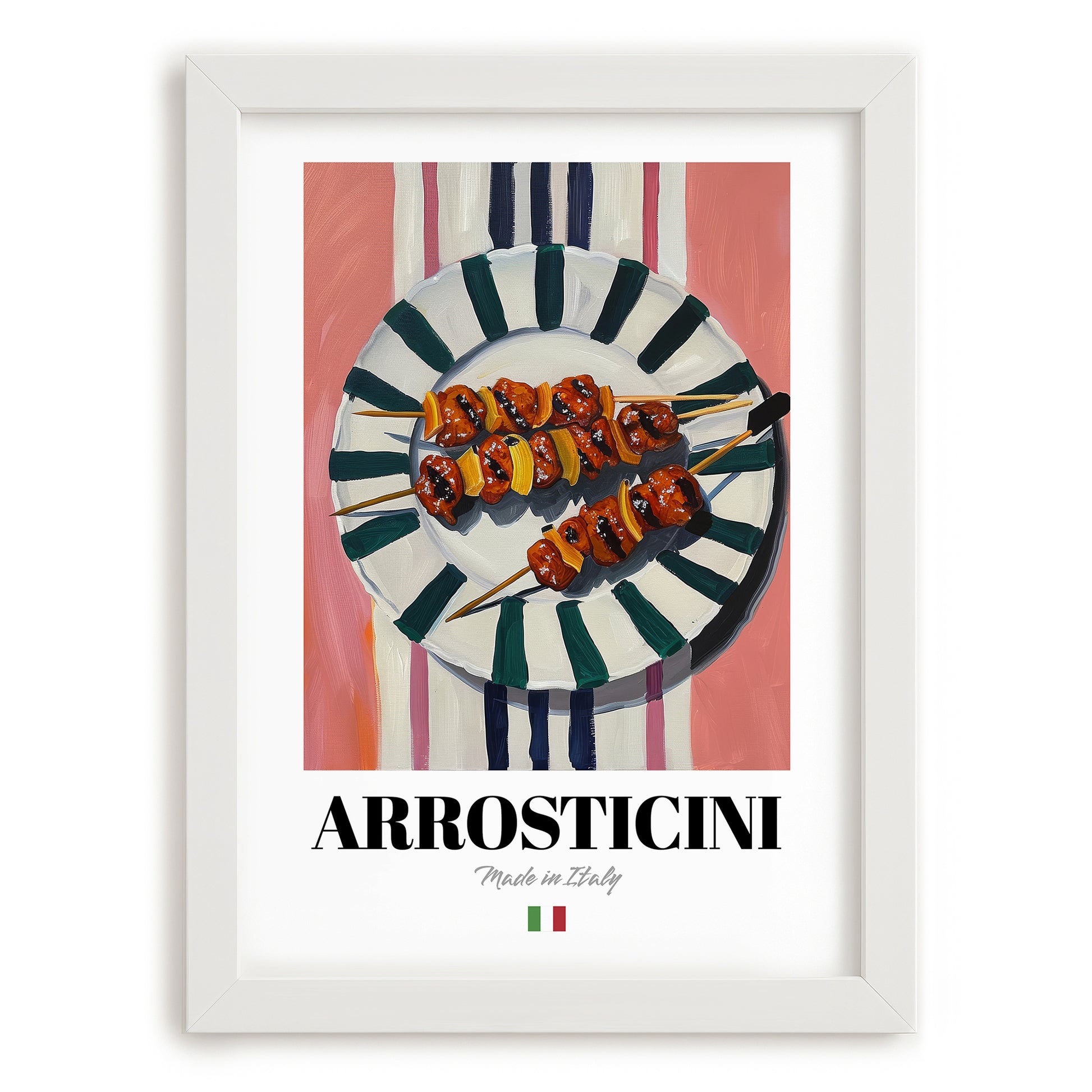 Arrosticini – Italian Meat Dish, Café Poster, placed in minimal white frame