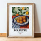 Polpette – Italian Snack Dish, Café Print, in wooden frame leaning on the floor