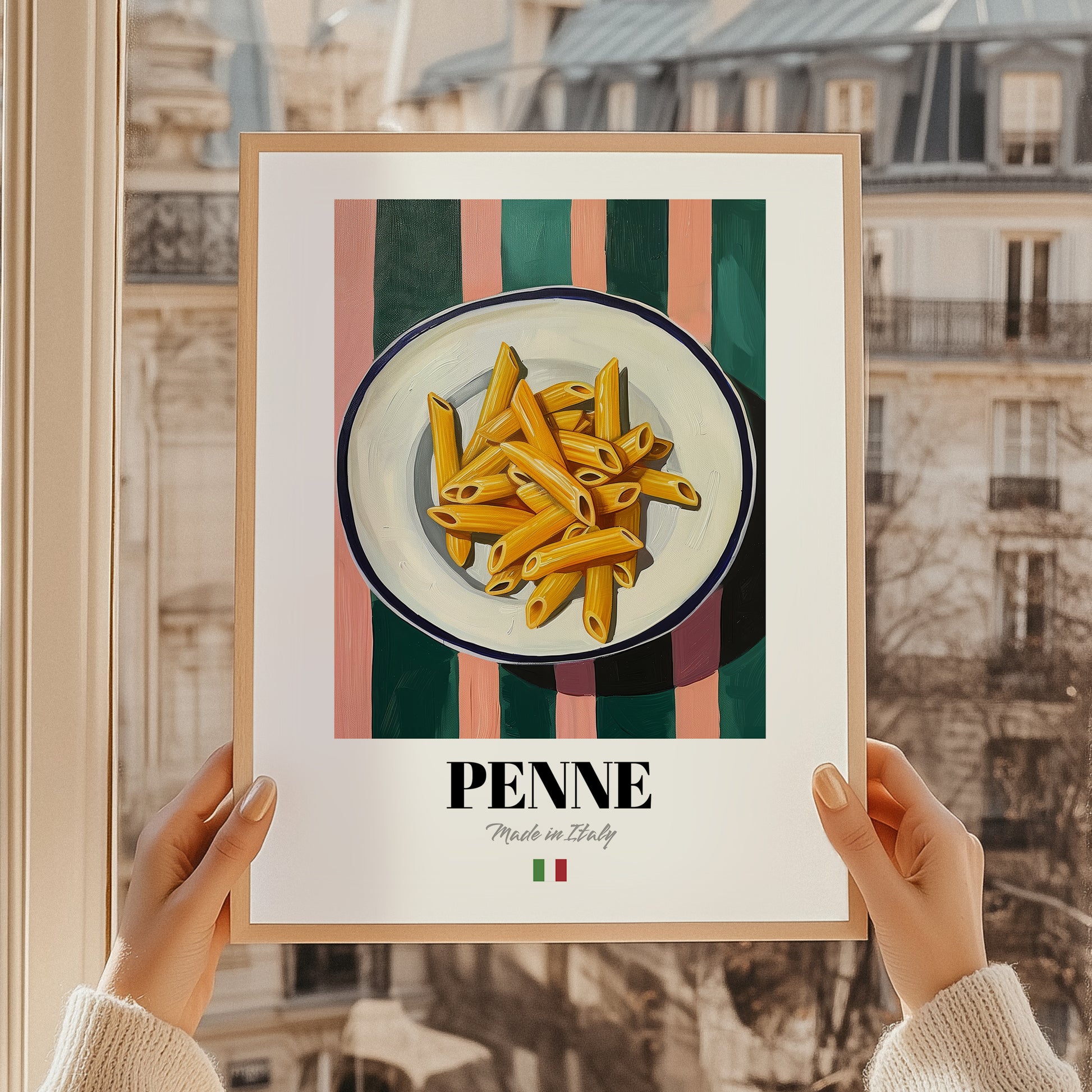 Penne – Italian Pasta, Restaurant Poster, styled in a charming Paris street view