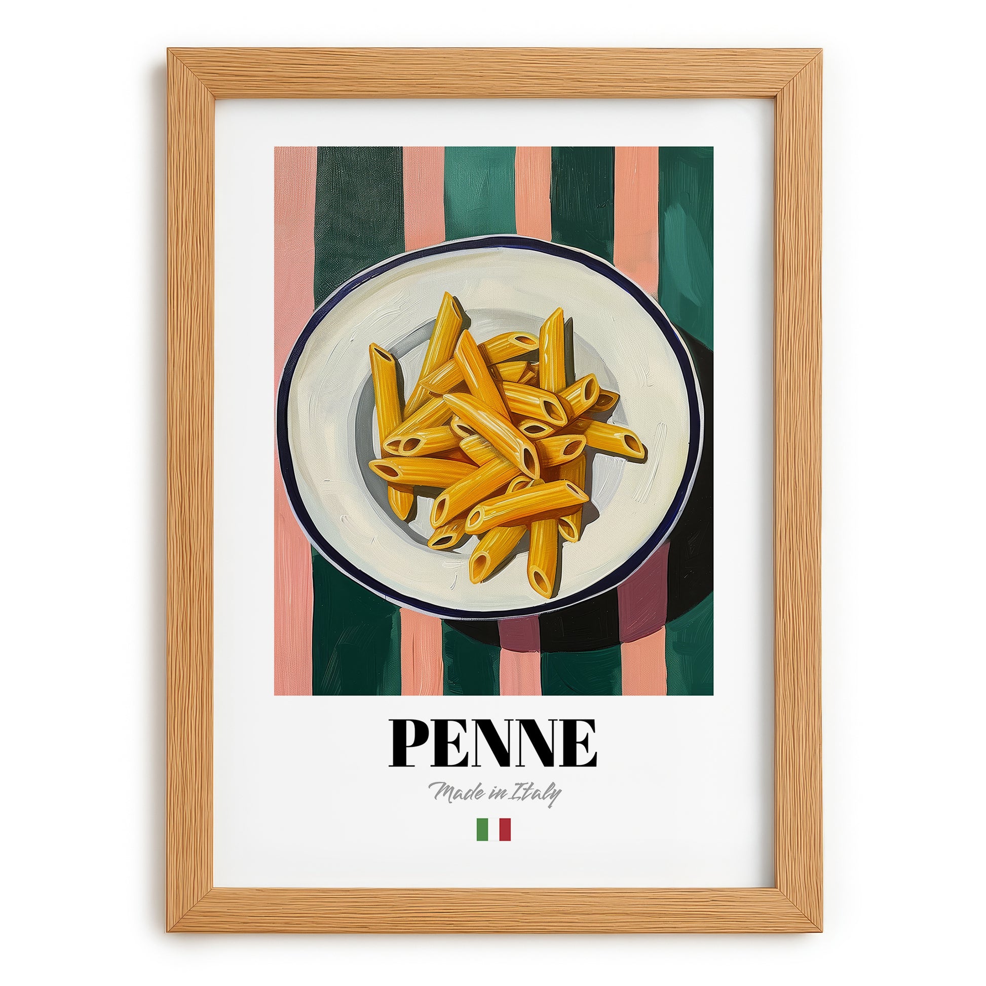 Penne – Italian Pasta, Restaurant Poster, set in oak frame