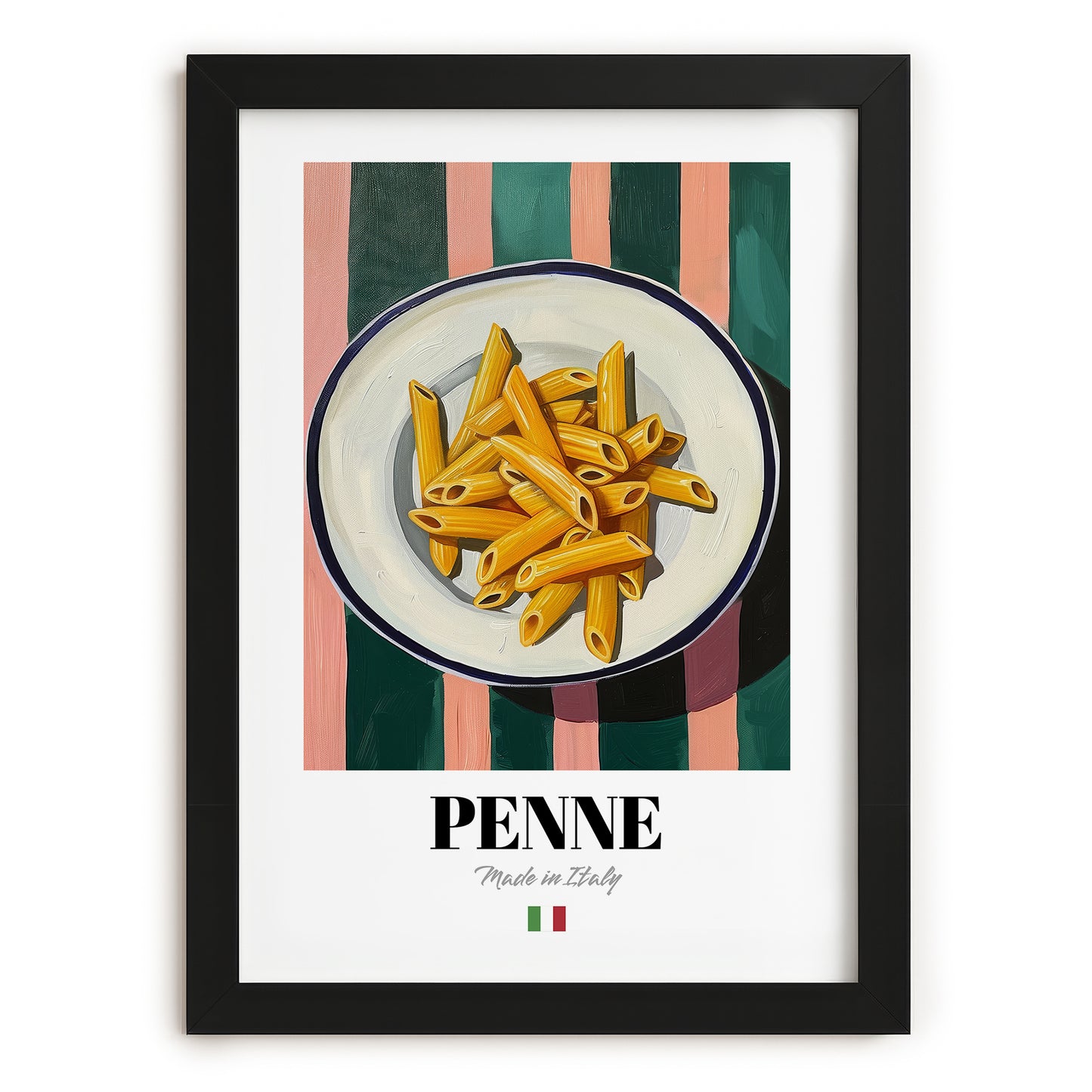 Penne – Italian Pasta, Restaurant Poster, in sleek black frame