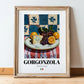 Gorgonzola – Italian Cheese Dish, Restaurant Painting, in wooden frame leaning on the floor