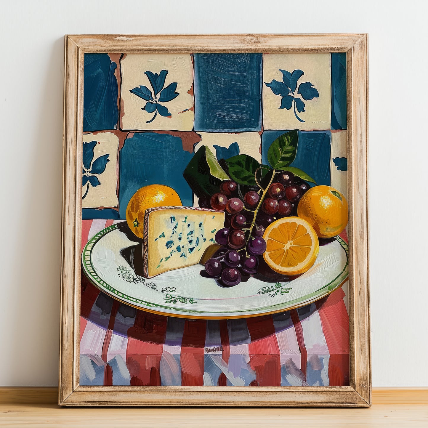 Gorgonzola – Italian Cheese Dish, Restaurant Painting, no-text version framed in wood