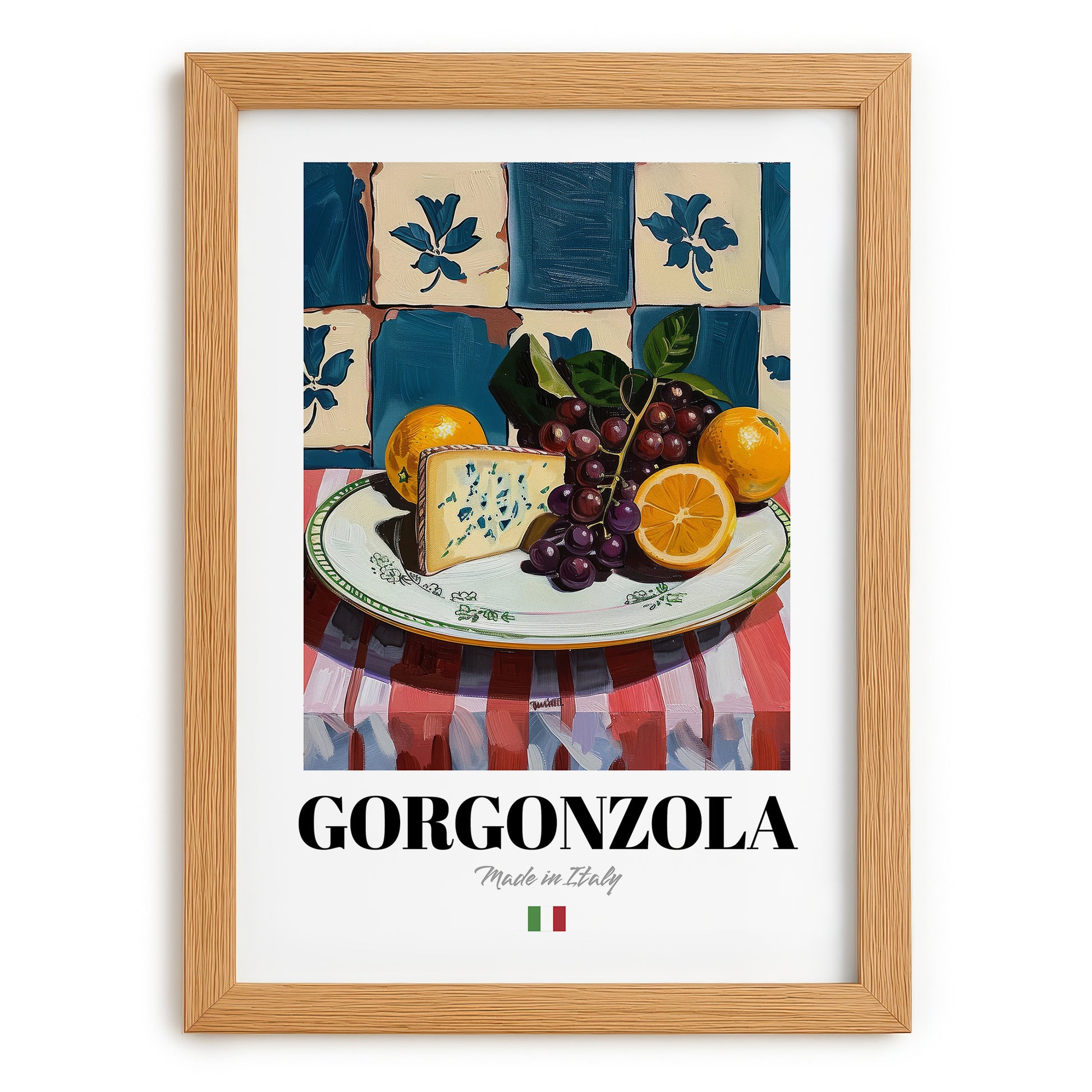 Gorgonzola – Italian Cheese Dish, Restaurant Painting, set in oak frame