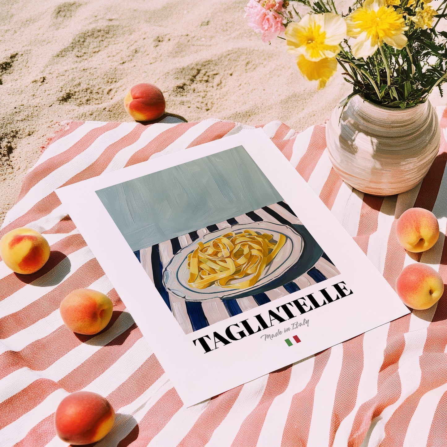 Tagliatelle – Italian Pasta, Ristorante Poster, unframed on coastal sand