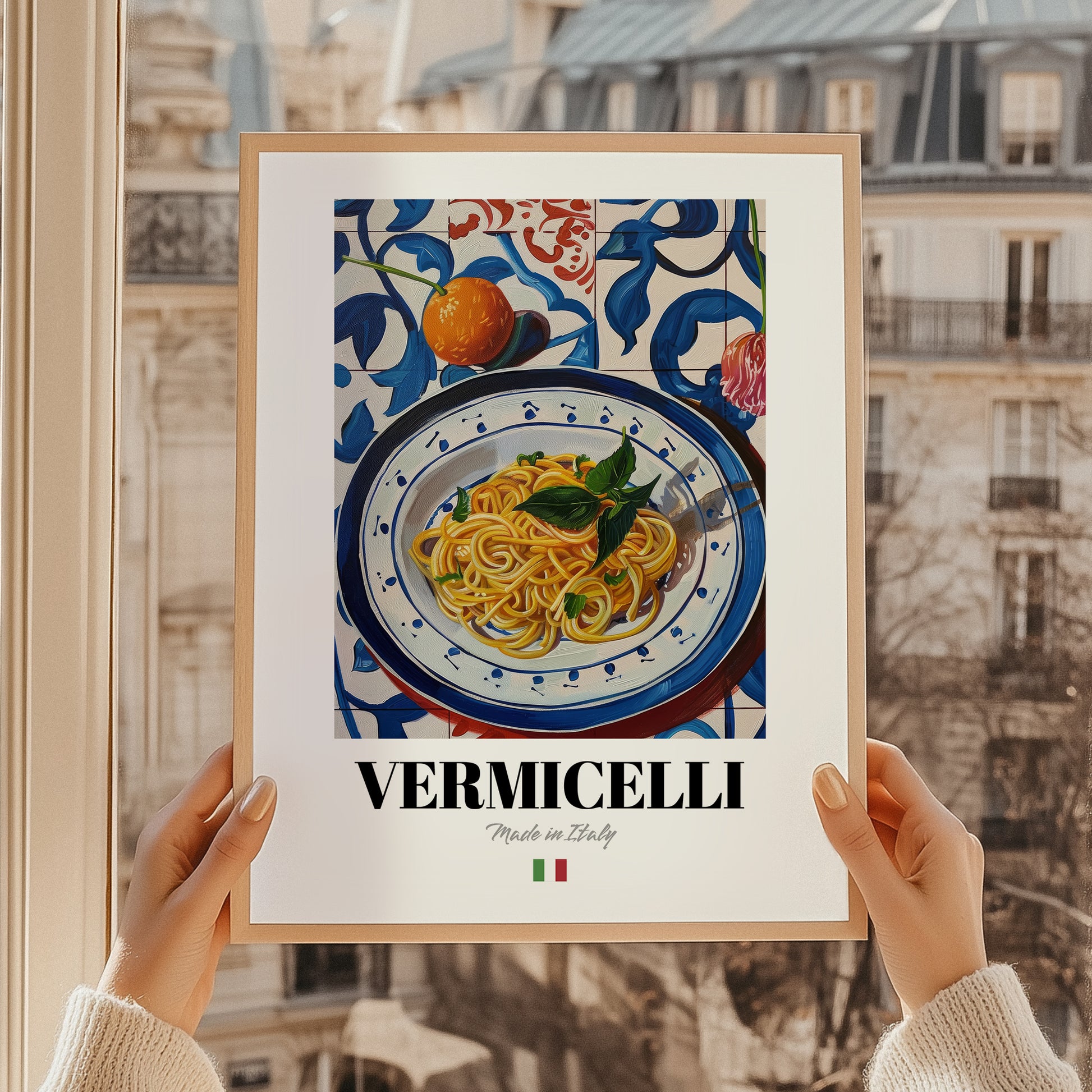 Vermicelli – Italian Pasta, Restaurant Poster, styled in a charming Paris street view