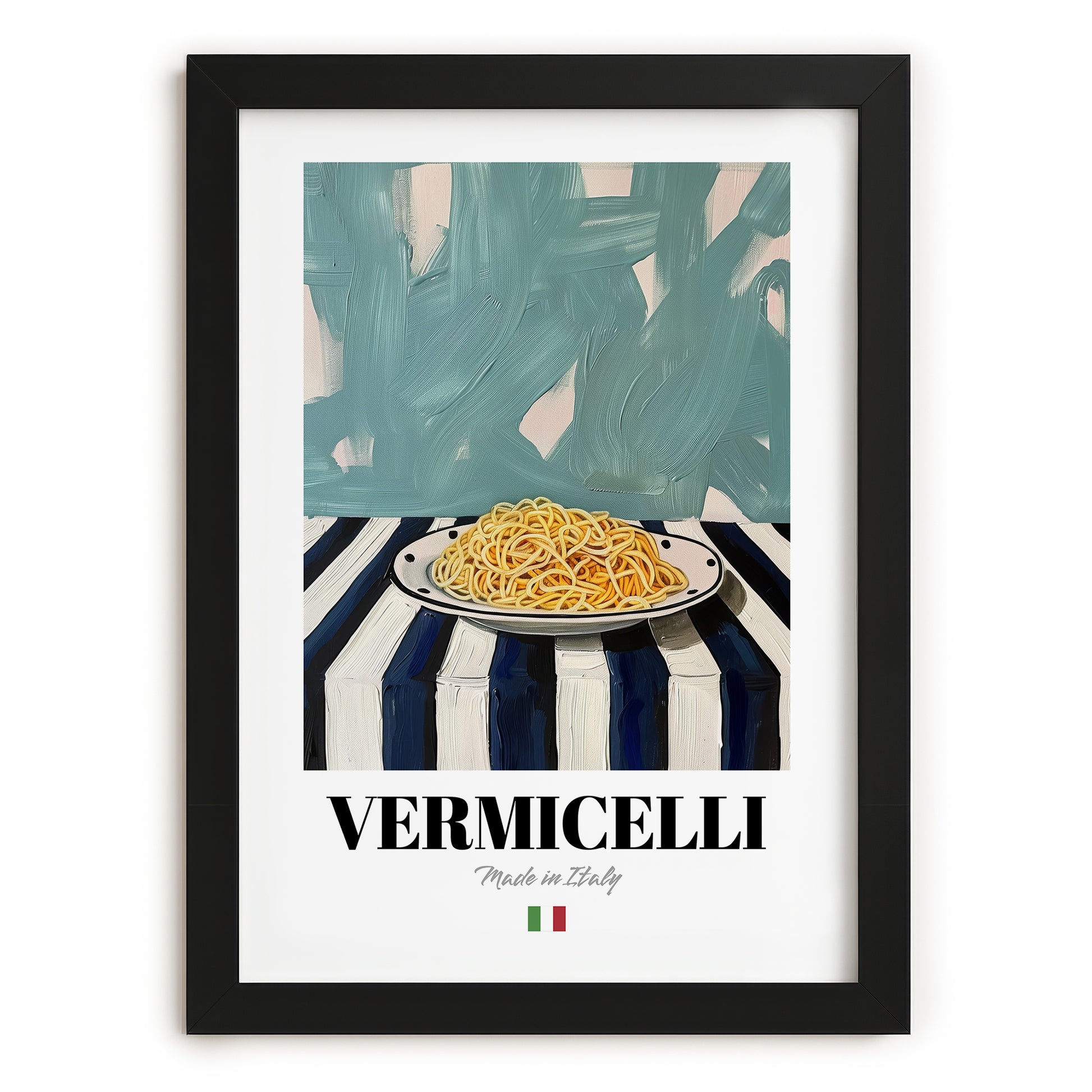 Vermicelli – Italian Pasta, Osteria Still Life, in sleek black frame