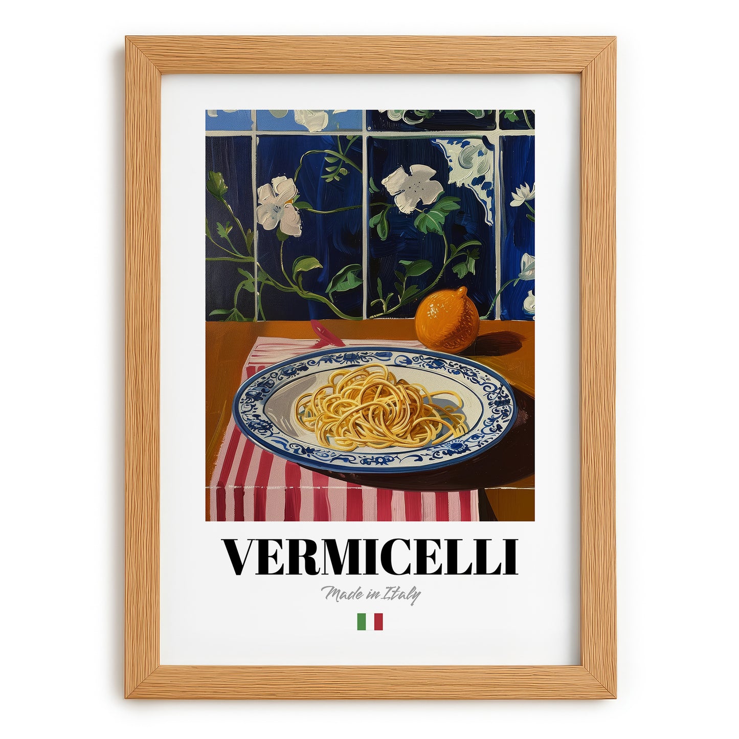 Vermicelli – Italian Pasta, Osteria Wall Art, set in oak frame