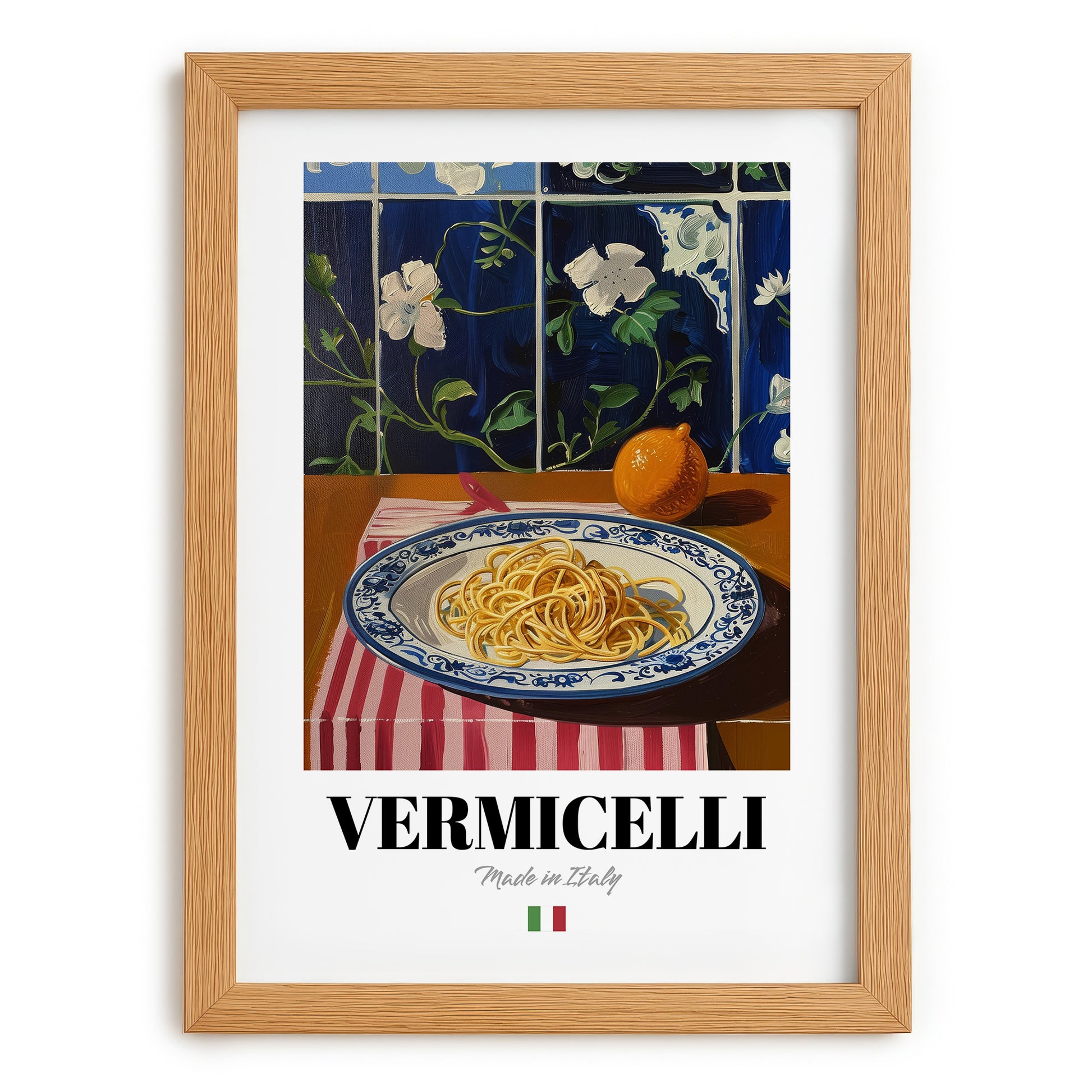 Vermicelli – Italian Pasta, Osteria Wall Art, set in oak frame