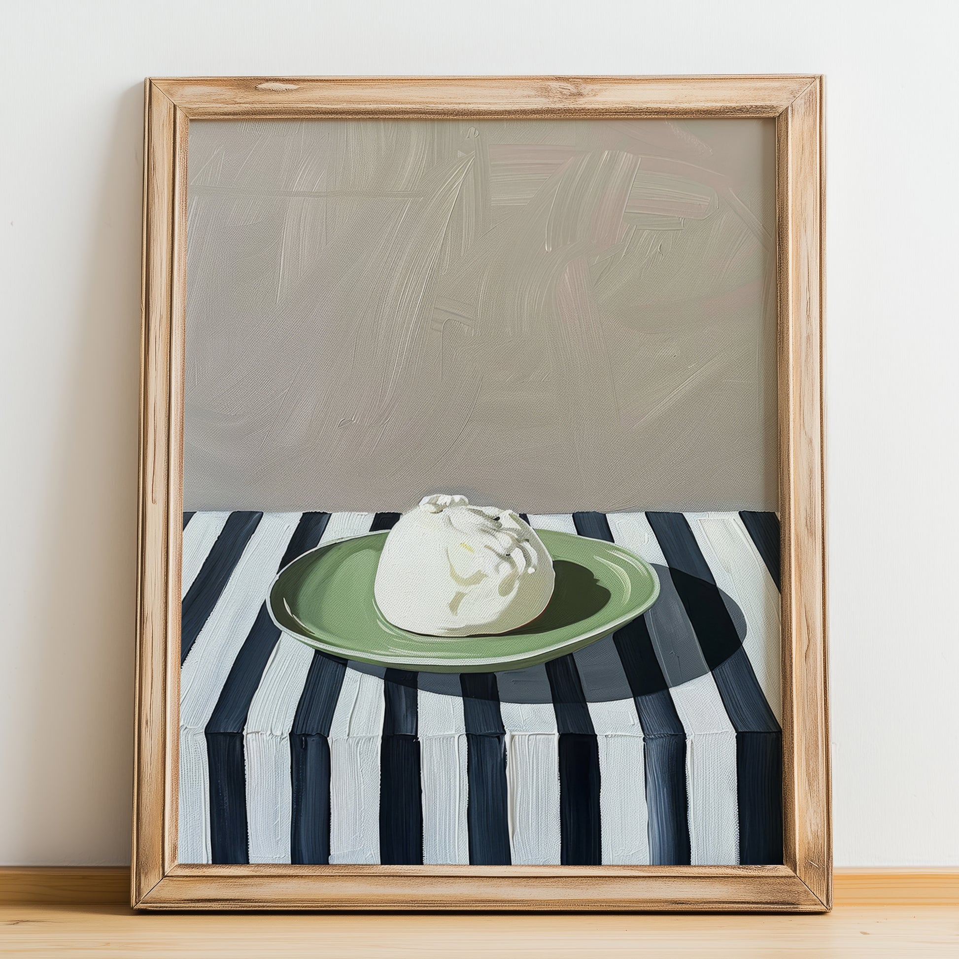 Burrata – Italian Cheese Dish, Bistro Poster, no-text version framed in wood