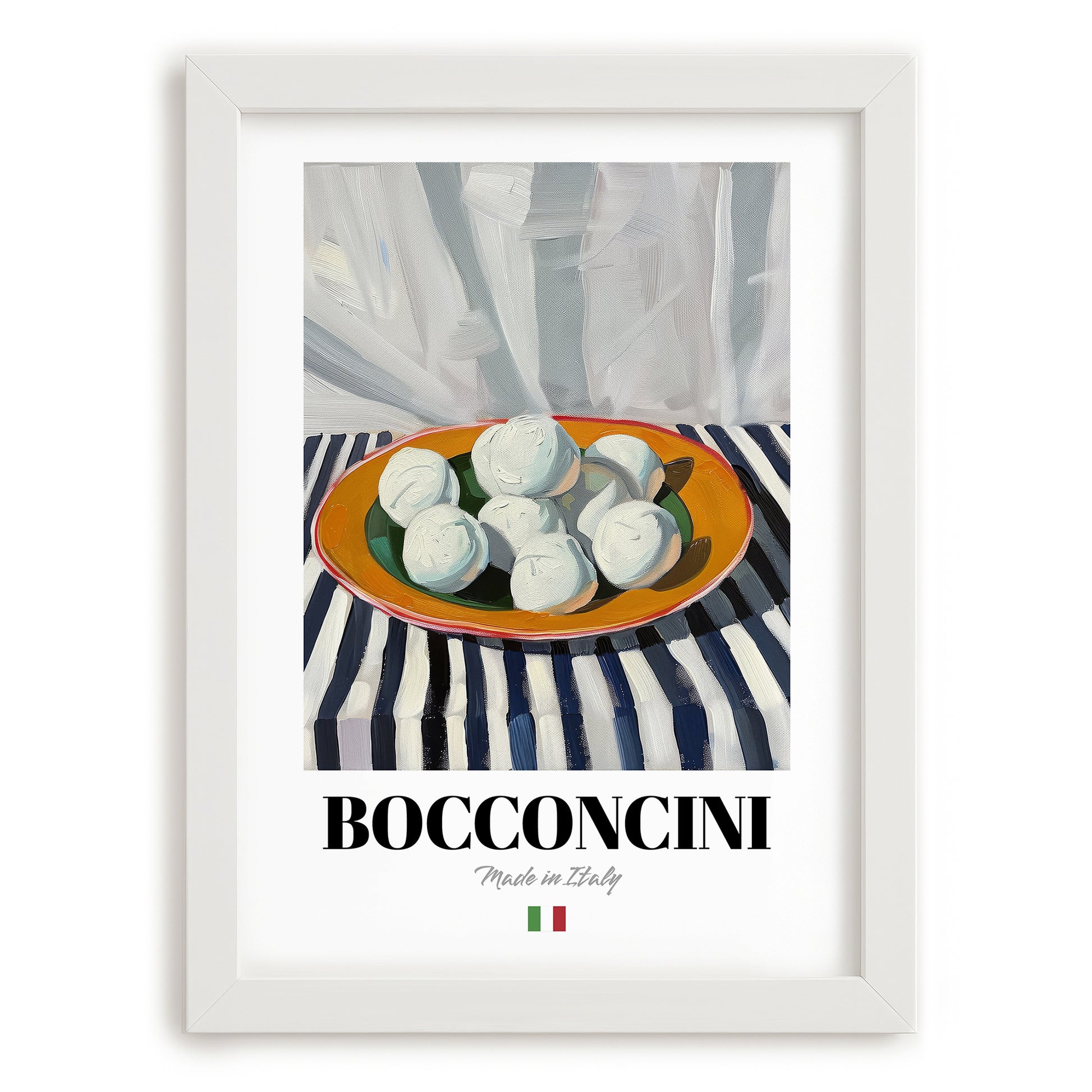 Bocconcini – Italian Cheese Dish, Tavern Poster, placed in minimal white frame