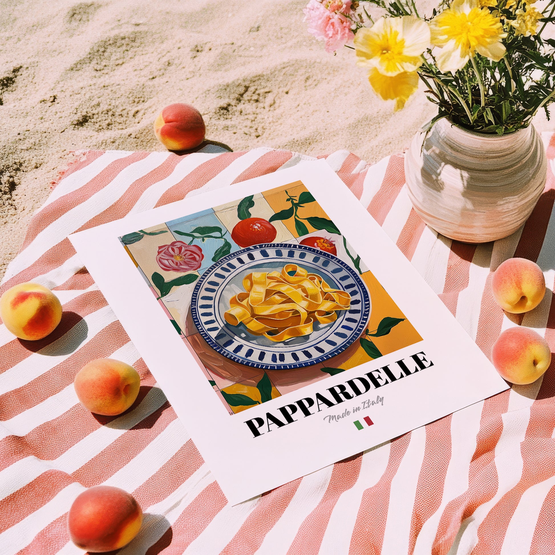 Pappardelle – Italian Pasta, Osteria Poster, unframed on coastal sand