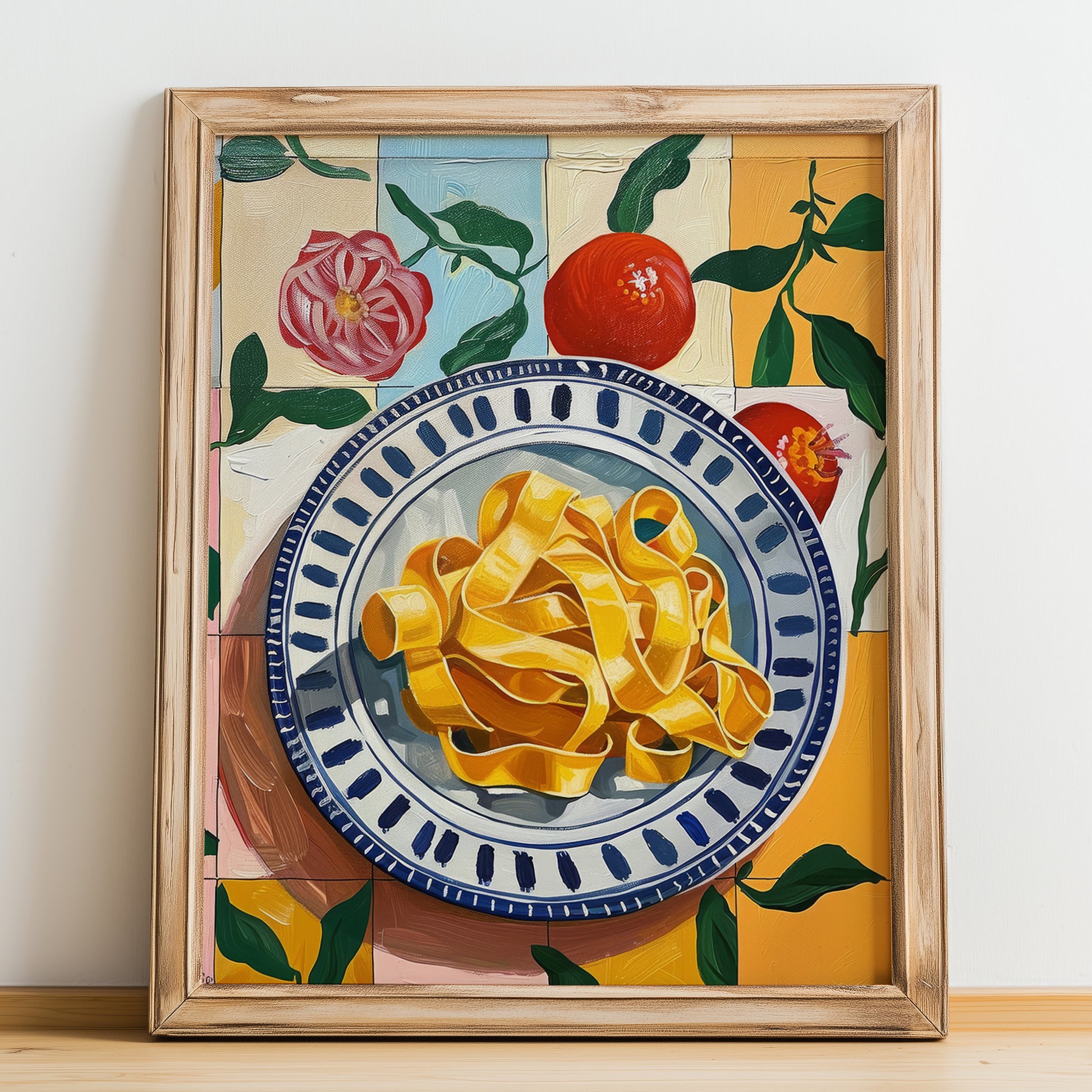 Pappardelle – Italian Pasta, Osteria Poster, no-text version framed in wood