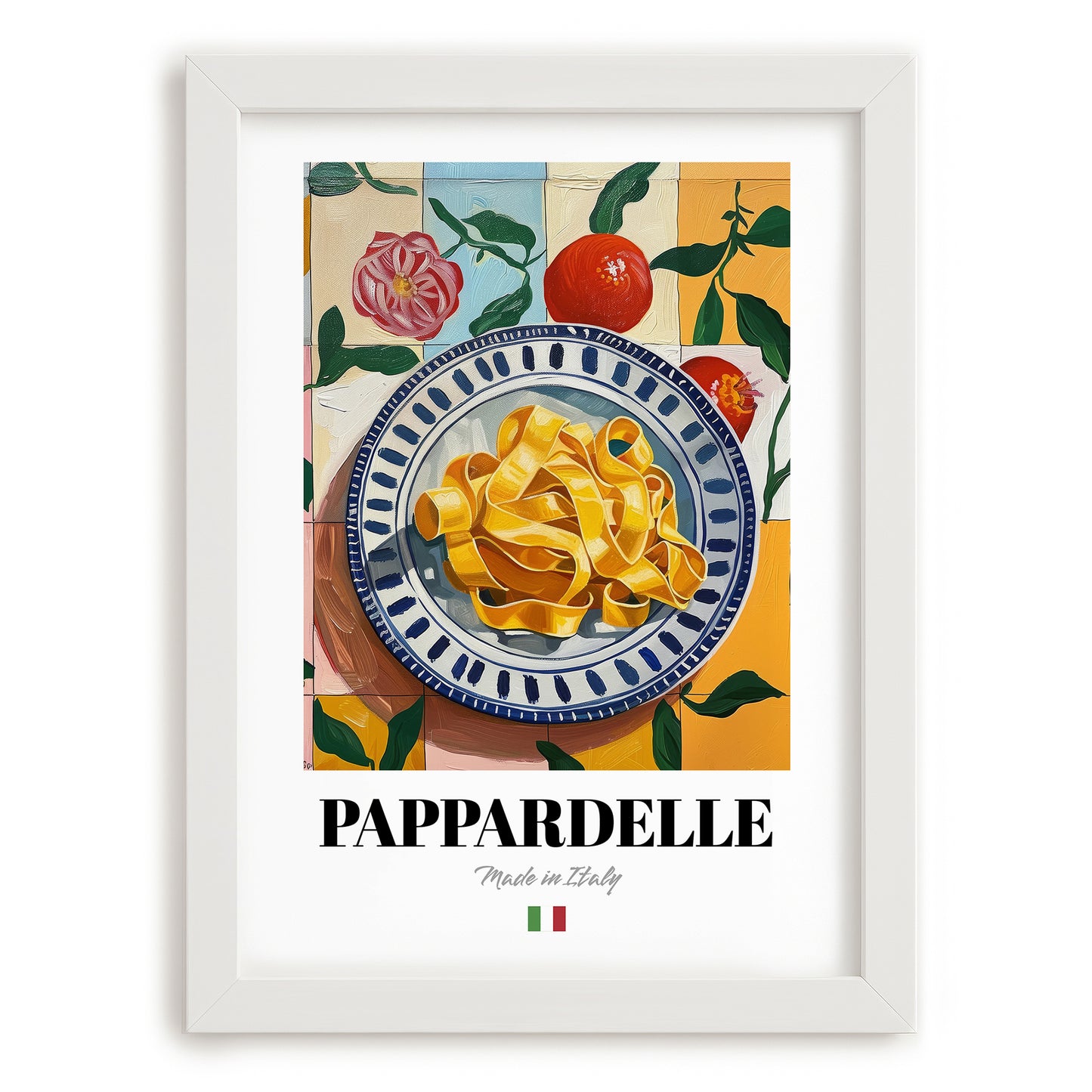 Pappardelle – Italian Pasta, Osteria Poster, placed in minimal white frame