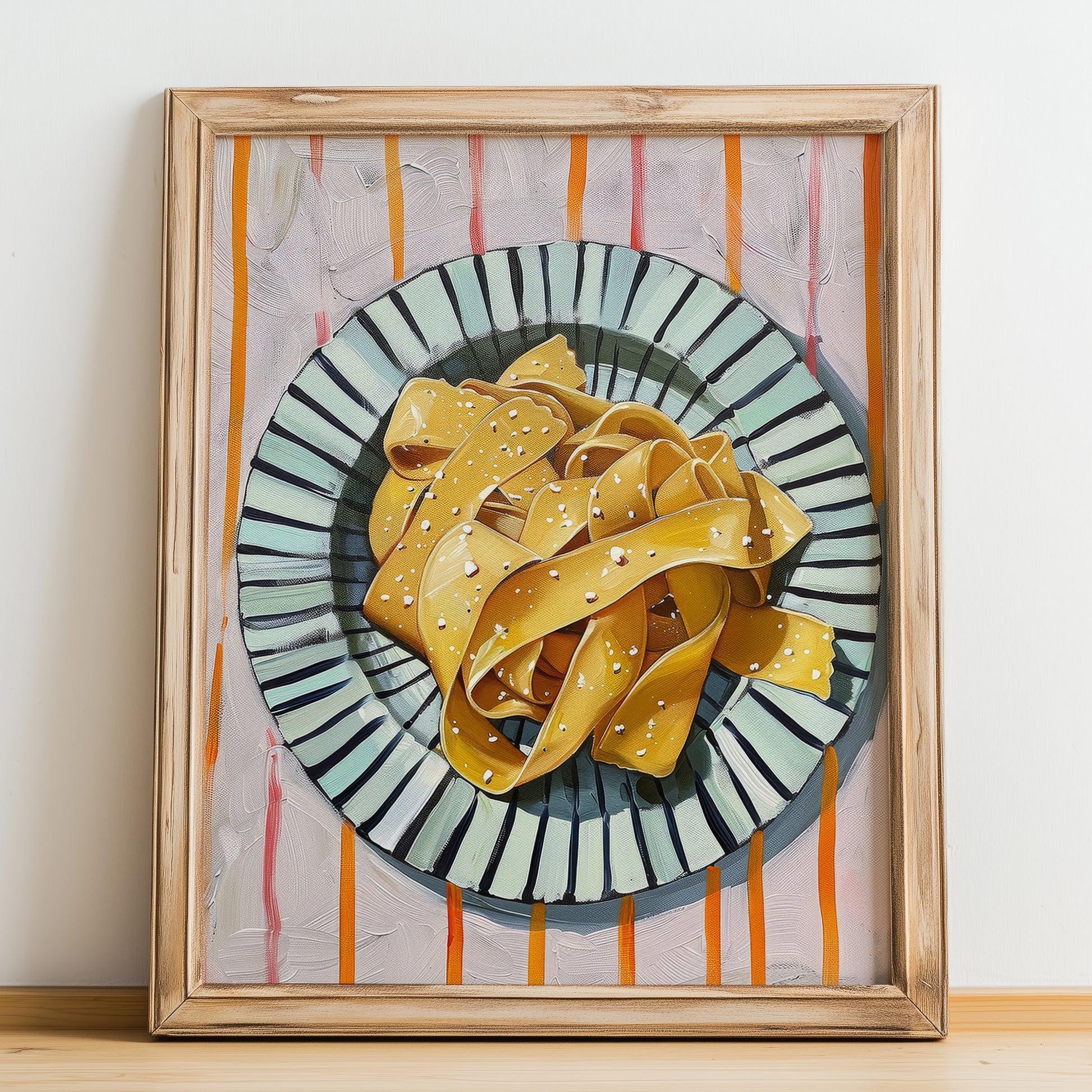 Pappardelle – Italian Pasta, Restaurant Poster, no-text version framed in wood