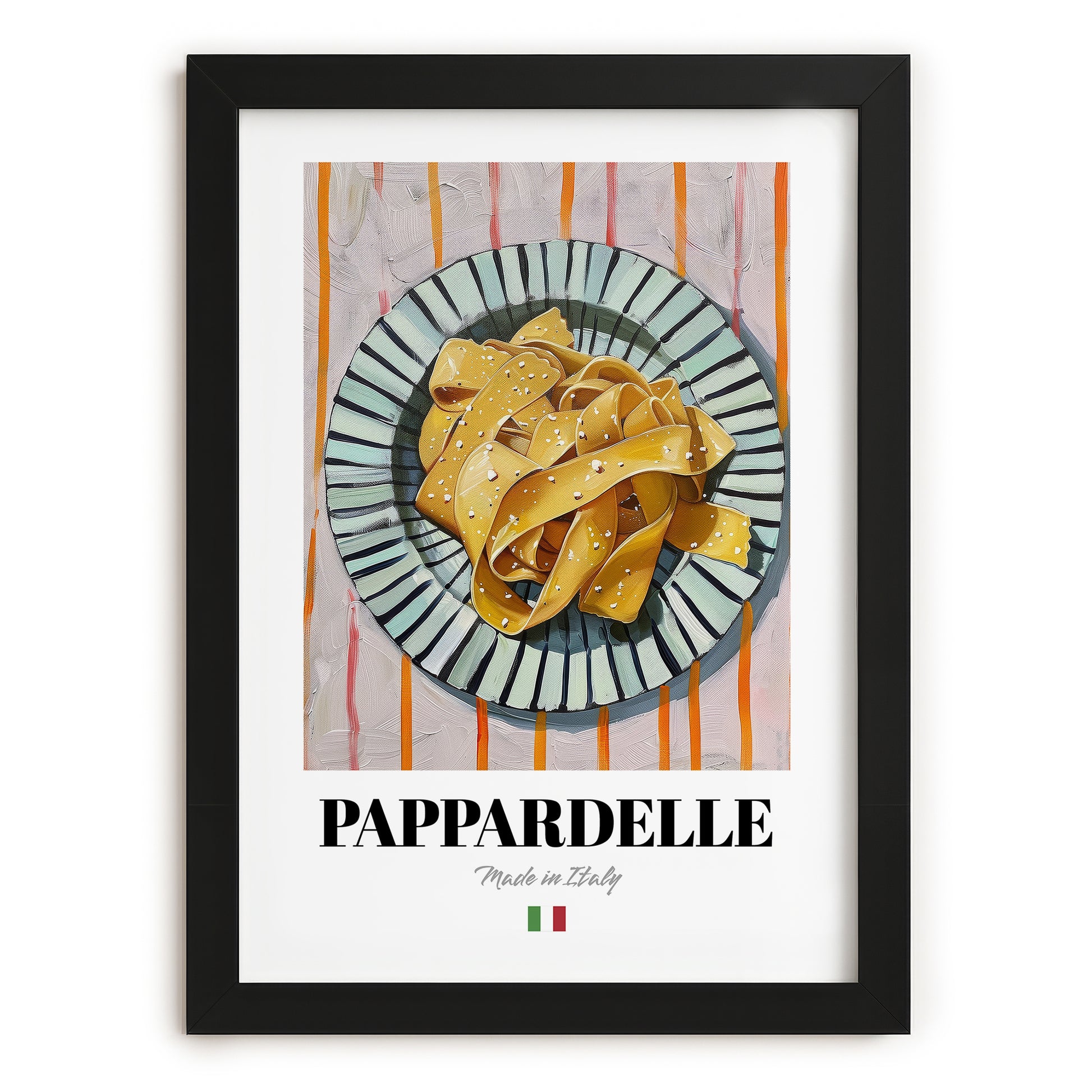 Pappardelle – Italian Pasta, Restaurant Poster, in sleek black frame