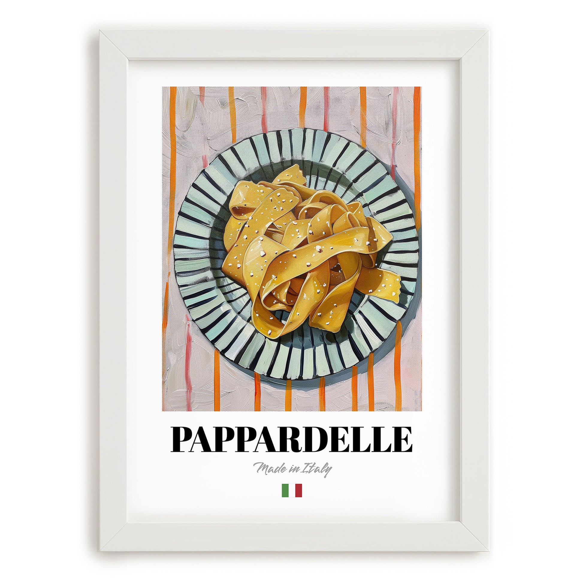Pappardelle – Italian Pasta, Restaurant Poster, placed in minimal white frame