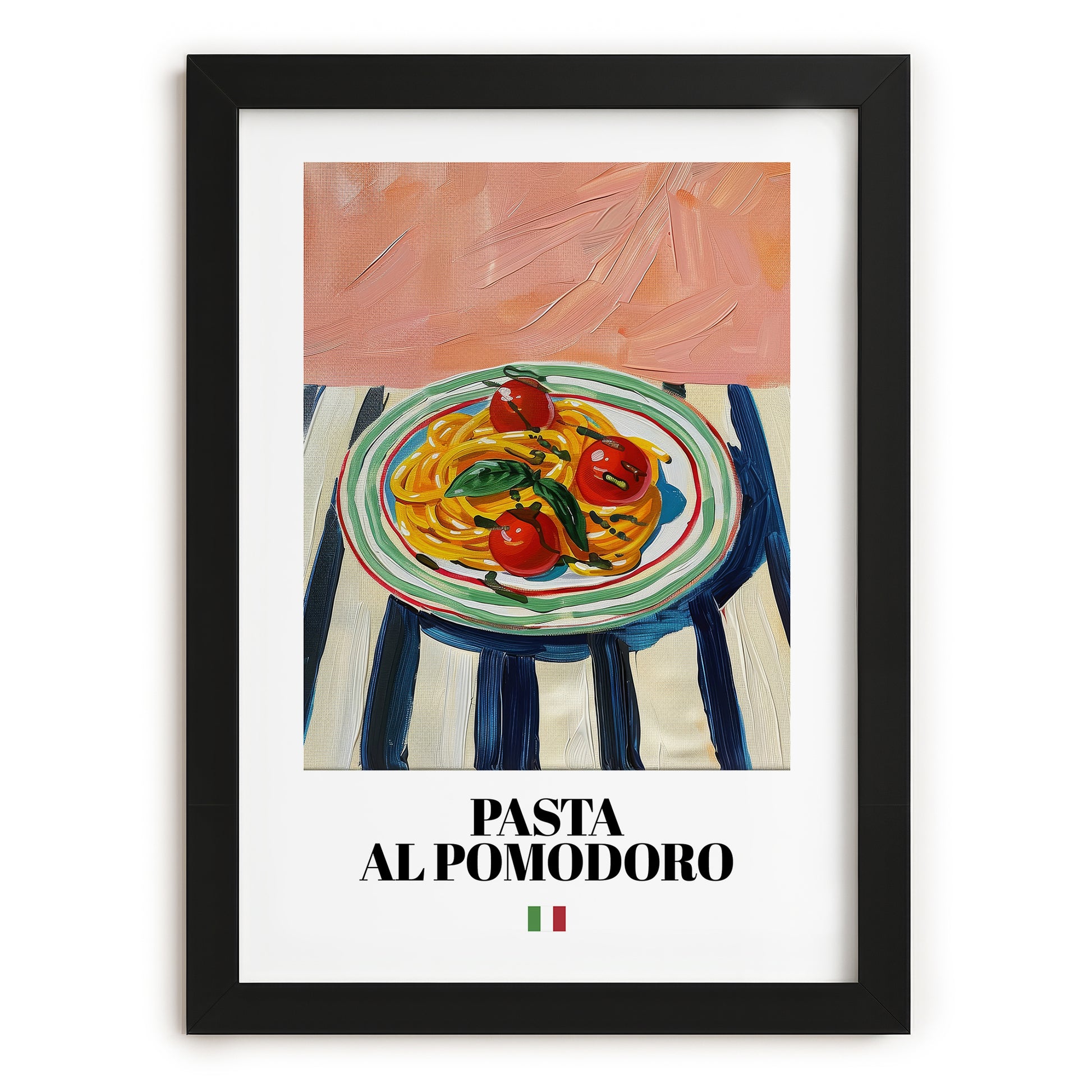Pasta al pomodoro – Italian Pasta, Restaurant Poster, in sleek black frame