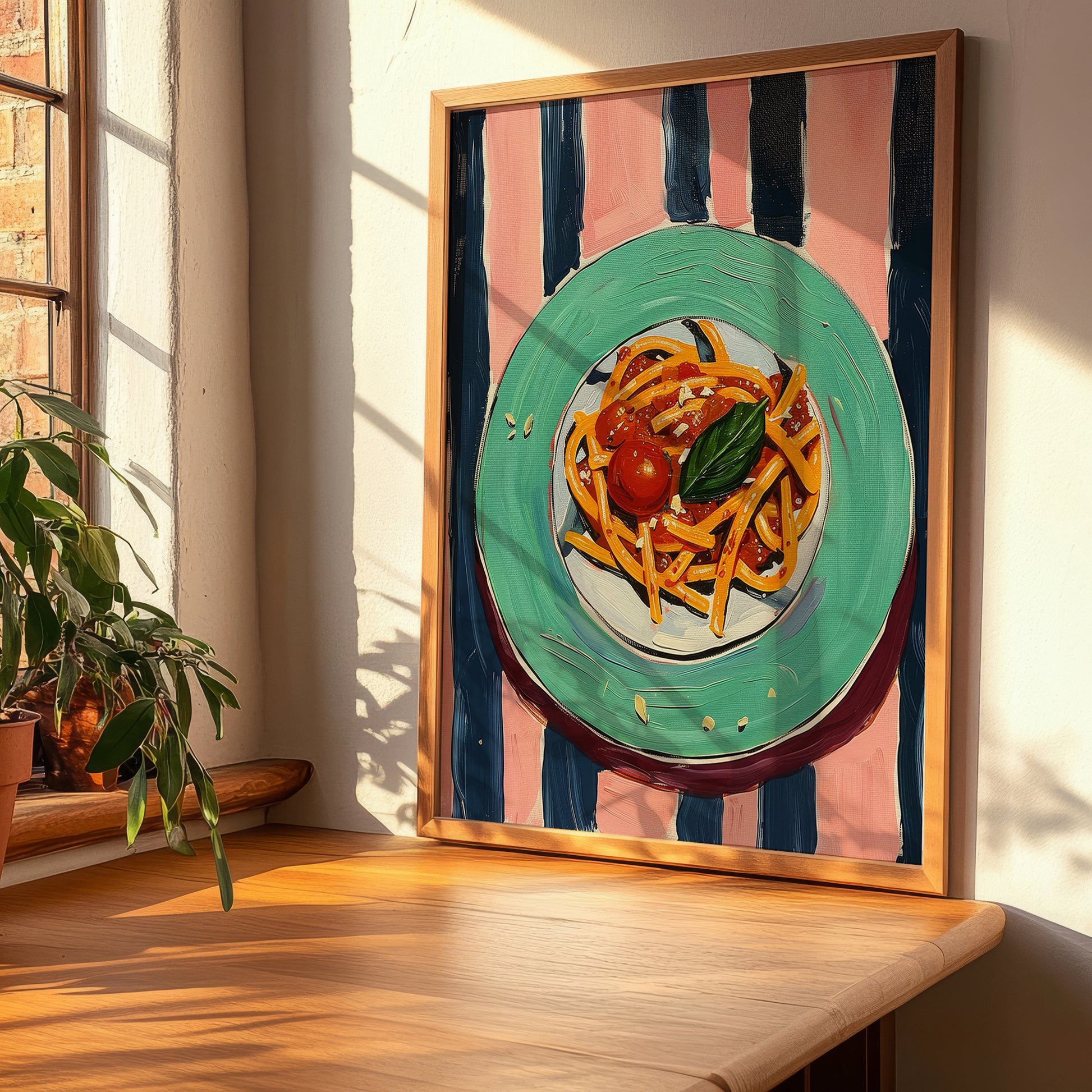 Pasta al pomodoro – Italian Pasta, Osteria Painting, clean layout with no caption