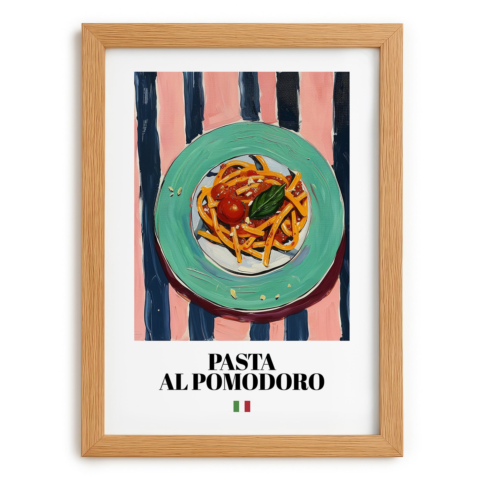 Pasta al pomodoro – Italian Pasta, Osteria Painting, set in oak frame