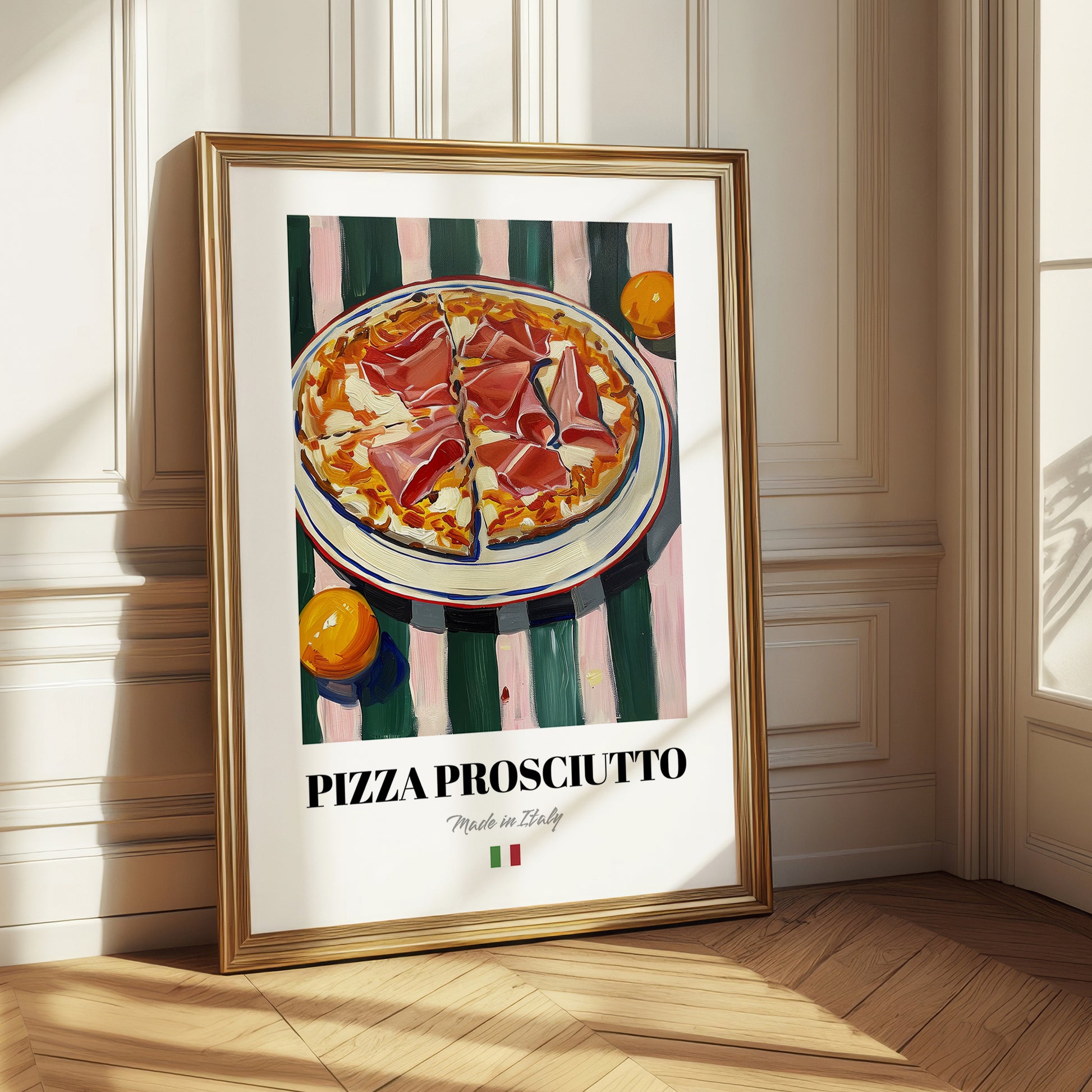 Pizza prosciutto – Italian Pizza, Trattoria Wall Art