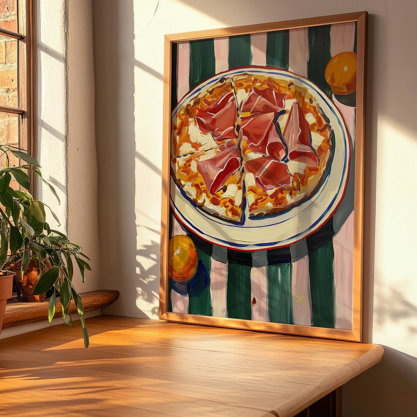 Pizza prosciutto – Italian Pizza, Trattoria Wall Art, clean layout with no caption
