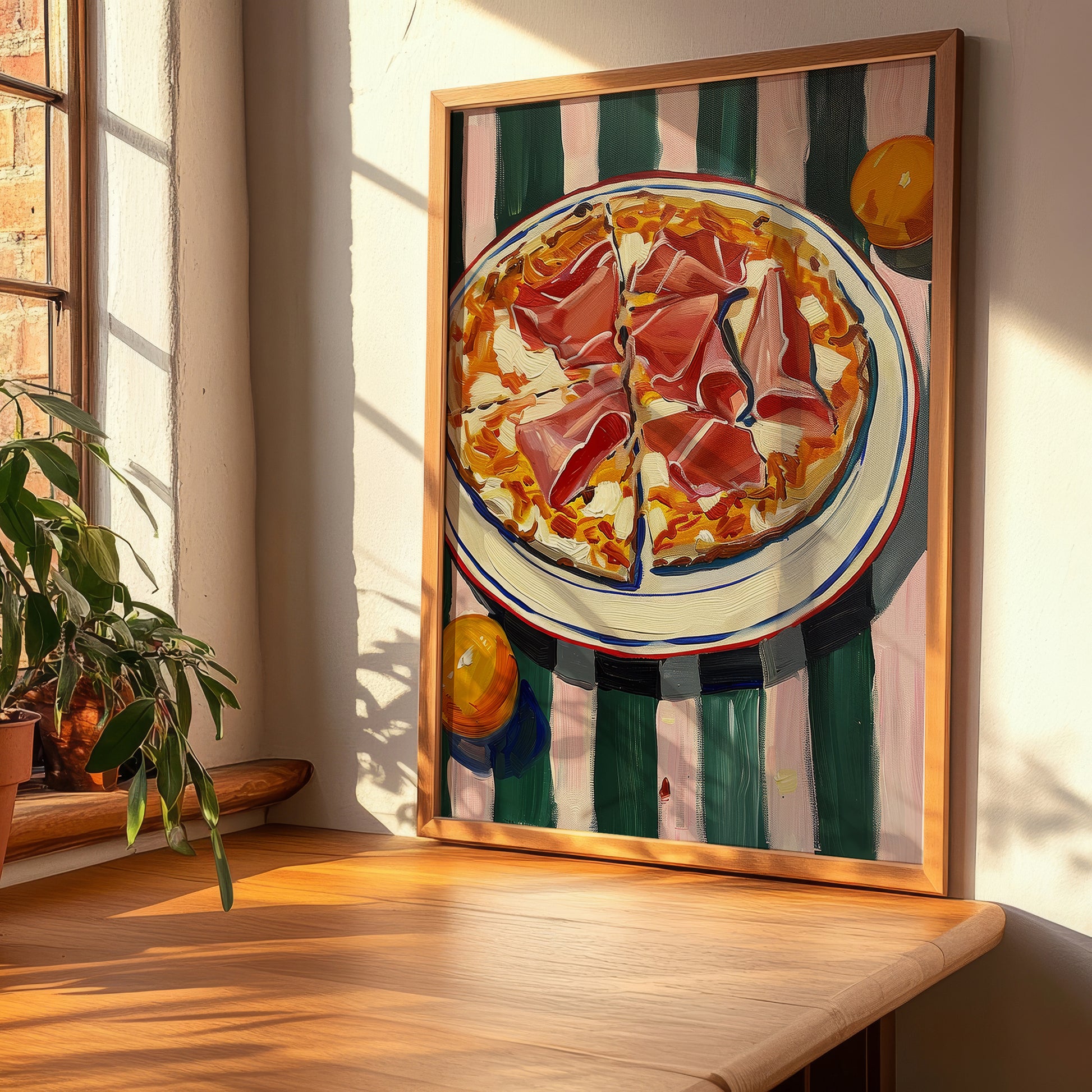 Pizza prosciutto – Italian Pizza, Trattoria Wall Art, clean layout with no caption