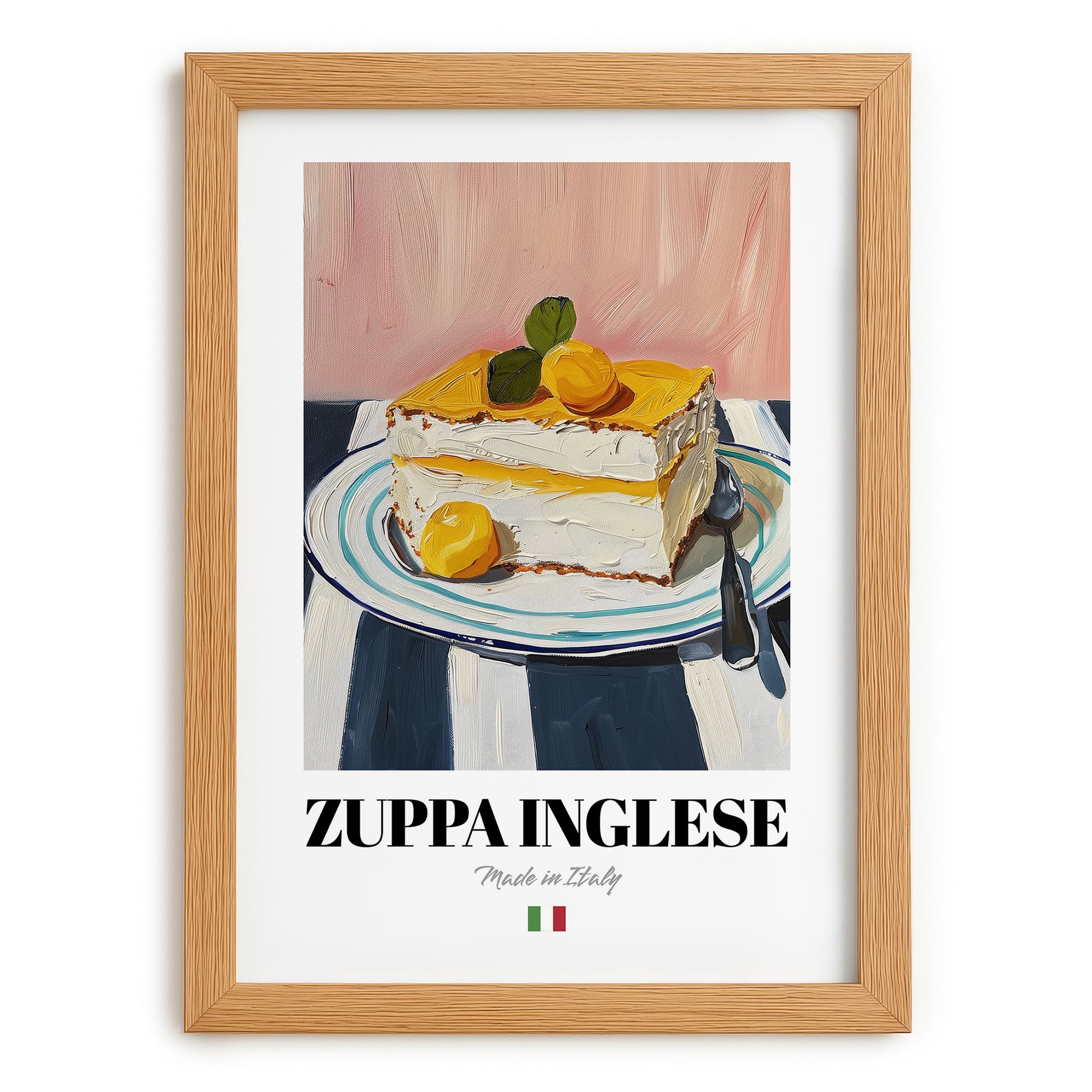 Zuppa Inglese – Italian Dessert Dish, Fine Dining Restaurant Print, set in oak frame