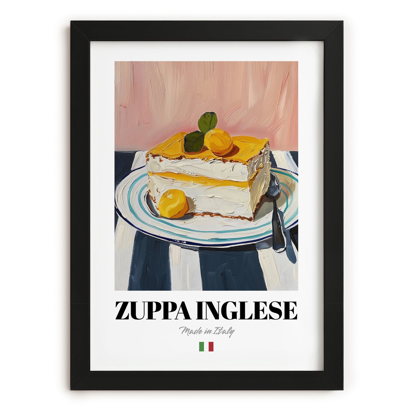Zuppa Inglese – Italian Dessert Dish, Fine Dining Restaurant Print, in sleek black frame
