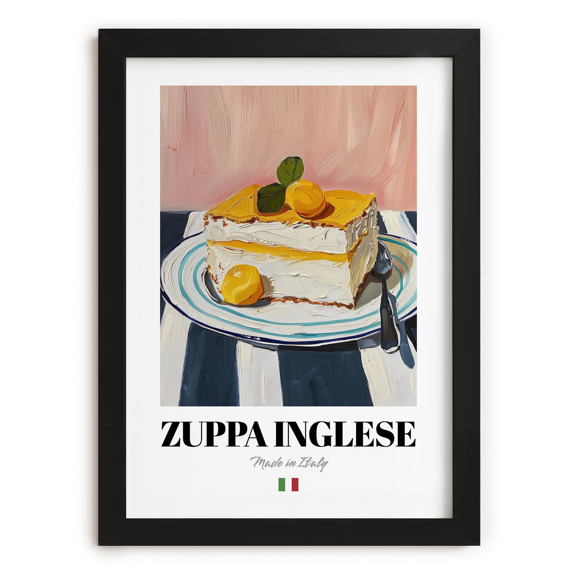 Zuppa Inglese – Italian Dessert Dish, Fine Dining Restaurant Print, in sleek black frame