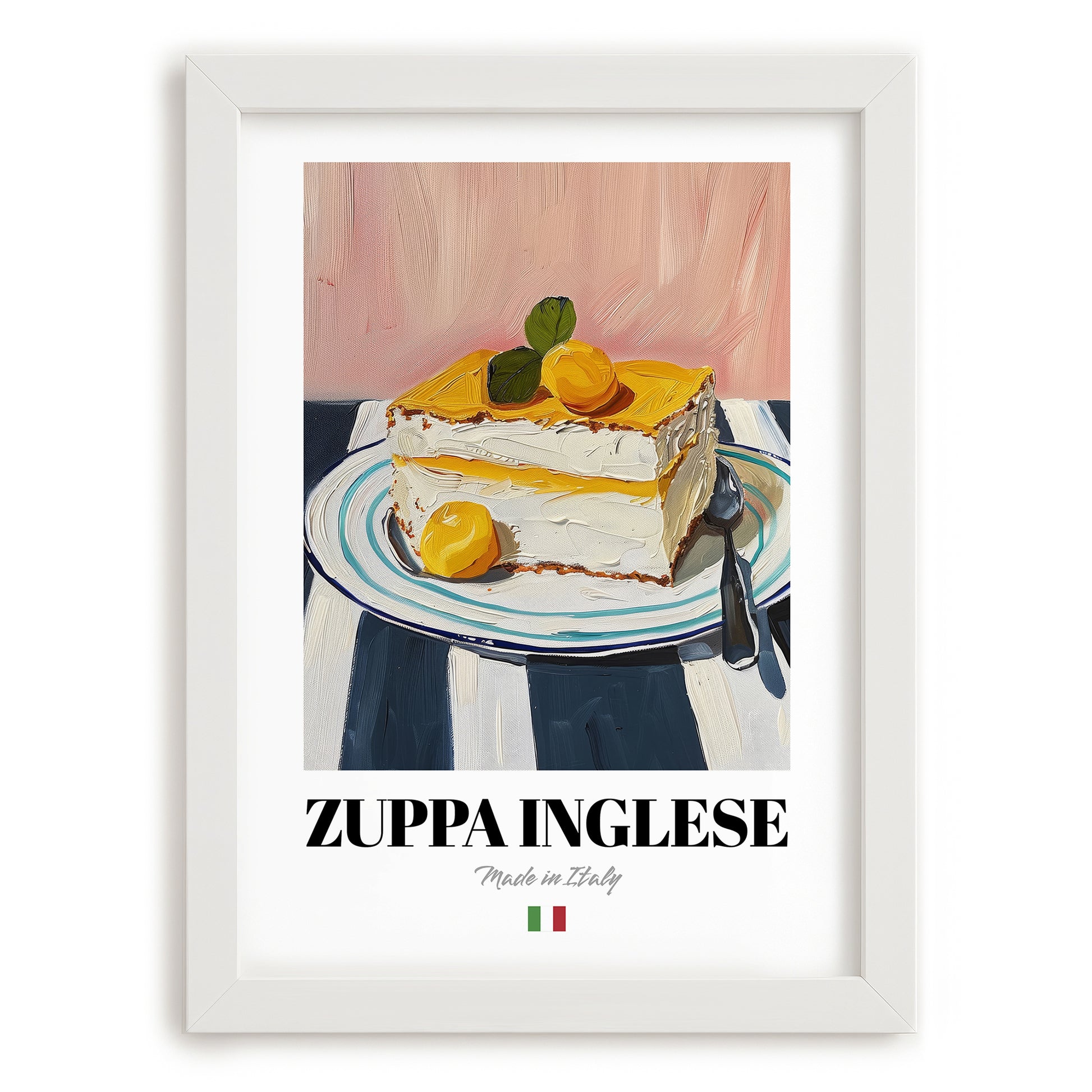 Zuppa Inglese – Italian Dessert Dish, Fine Dining Restaurant Print, placed in minimal white frame