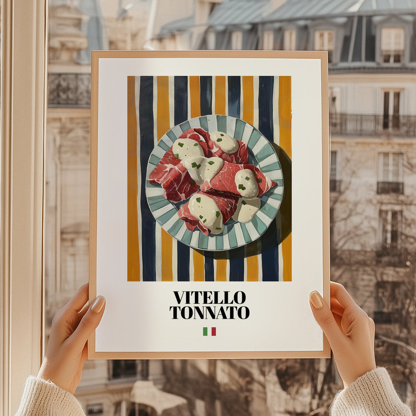 Vitello Tonnato – Italian Meat Dish, Tavern Print, styled in a charming Paris street view
