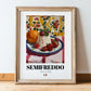 Semifreddo – Italian Dessert Dish, Café Poster, in wooden frame leaning on the floor