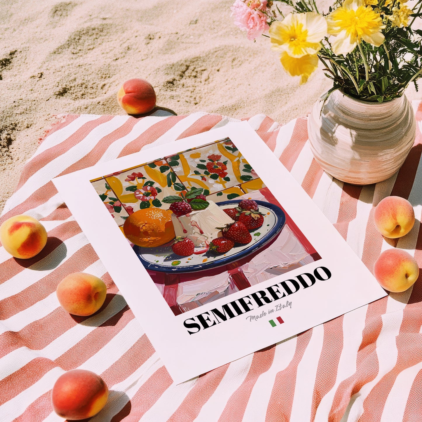Semifreddo – Italian Dessert Dish, Café Poster, unframed on coastal sand