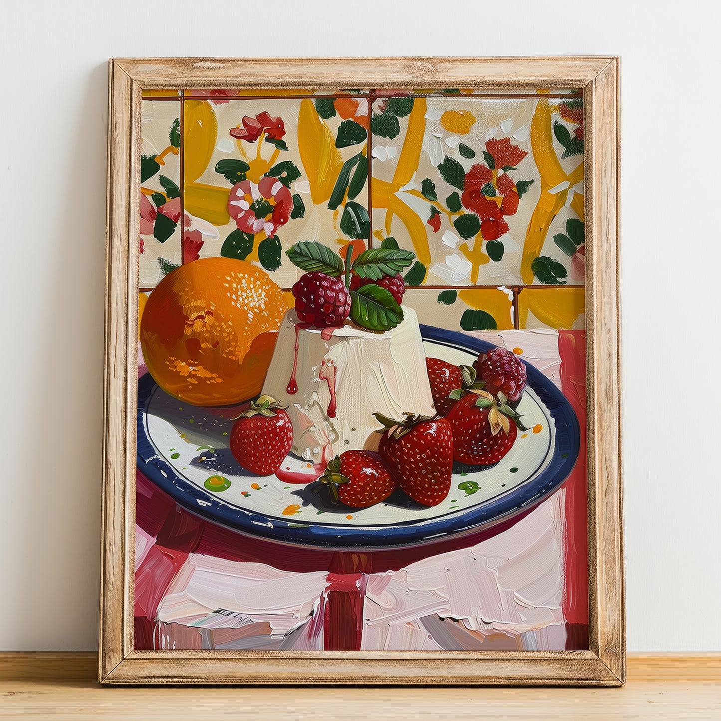 Semifreddo – Italian Dessert Dish, Café Poster, no-text version framed in wood